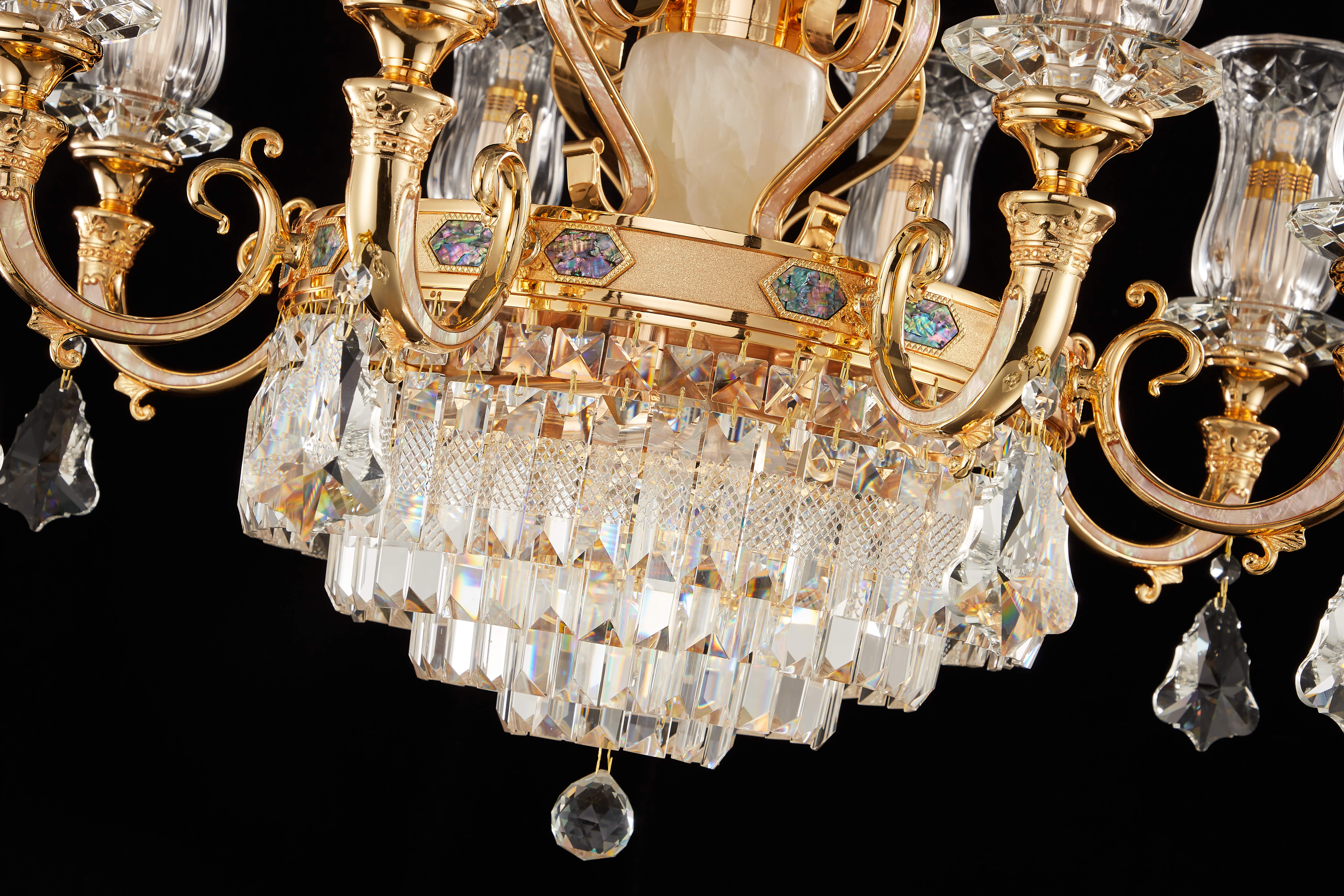 Gold Brass Crystal Chandelier for High Ceiling Entrance