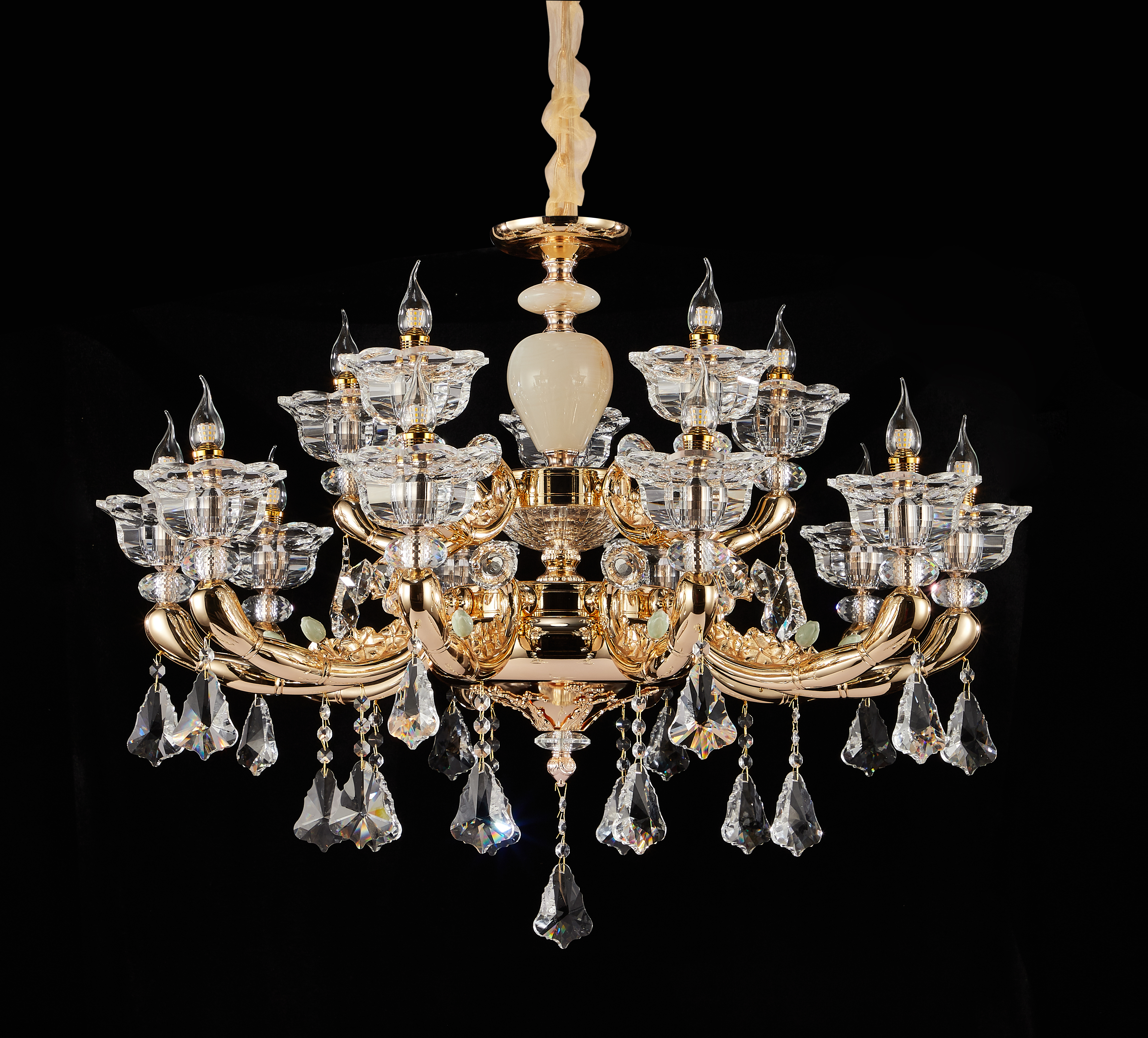 French Brass Crystal Chandelier for Villa & Hotel Lobby
