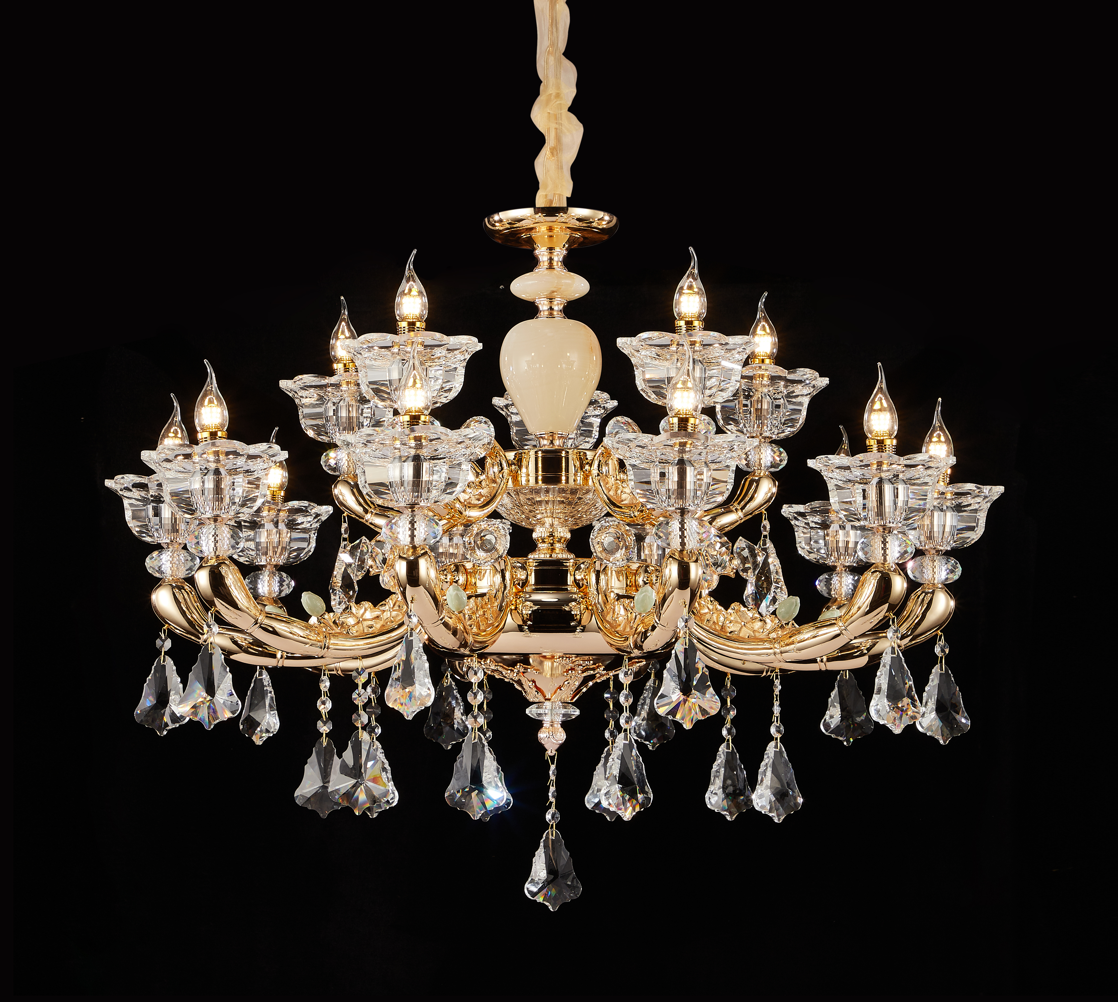 French Brass Crystal Chandelier for Villa & Hotel Lobby
