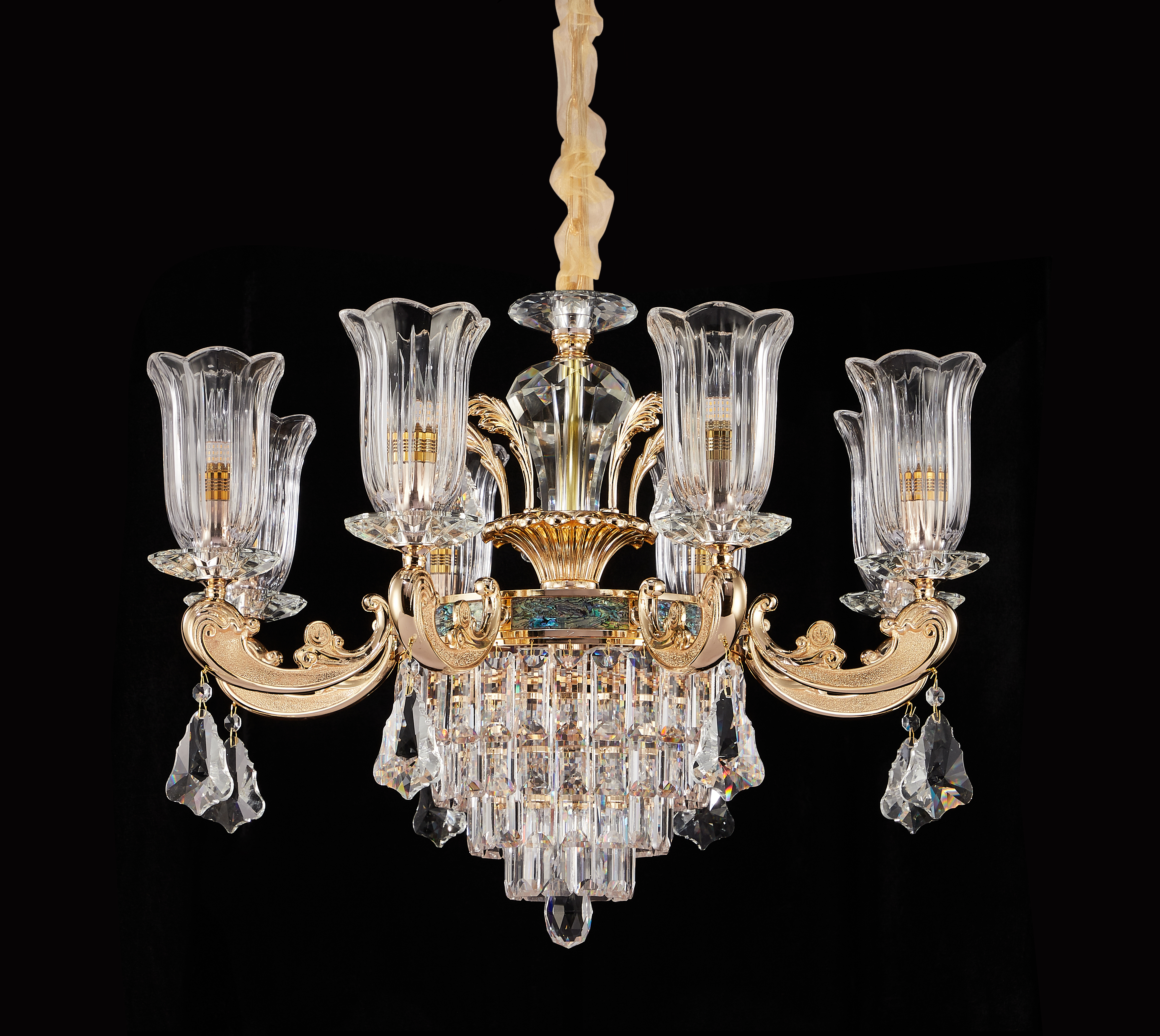 European Gold Brass Crystal Chandelier for Villa & Hotel
