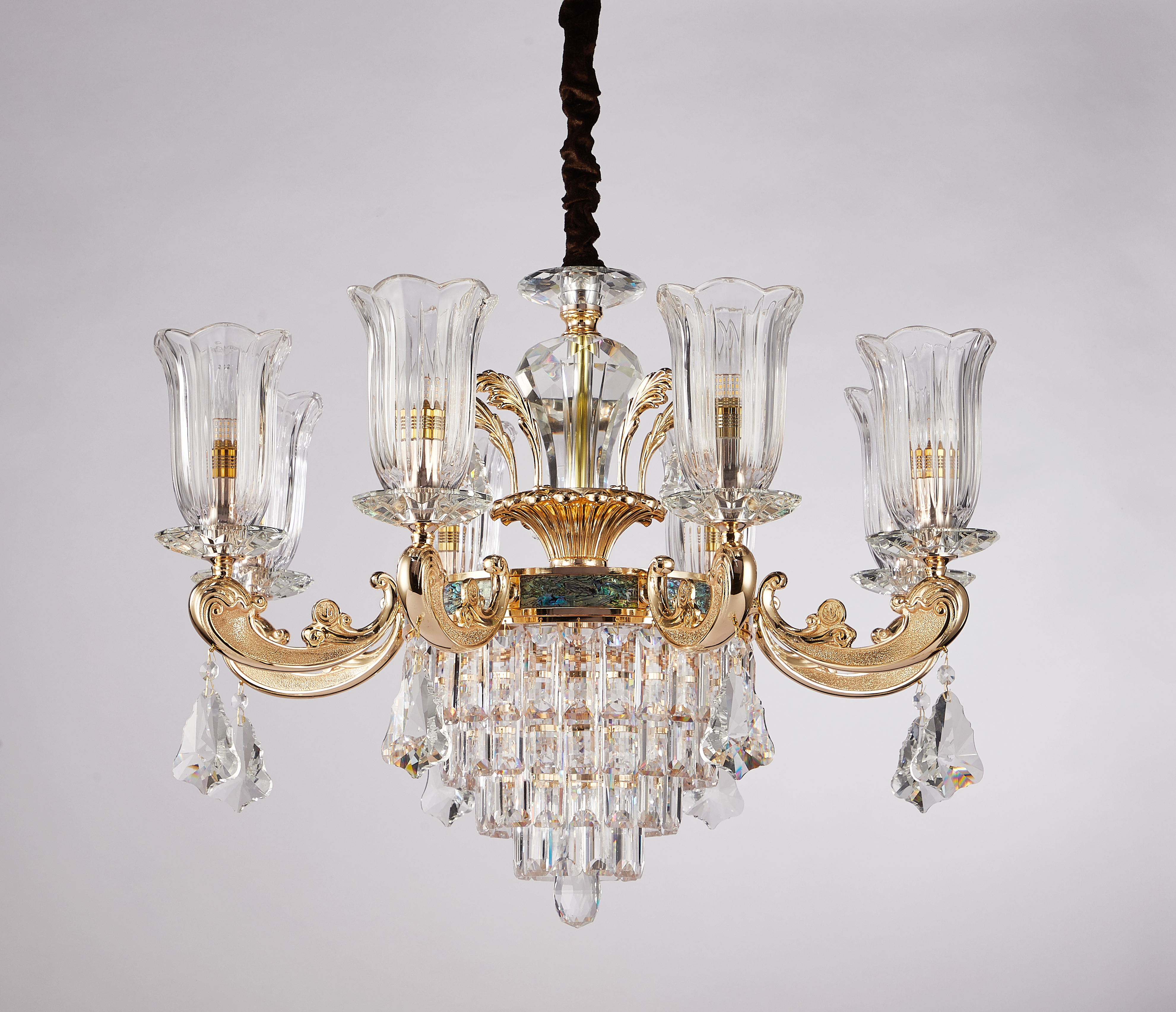 European Gold Brass Crystal Chandelier for Villa & Hotel