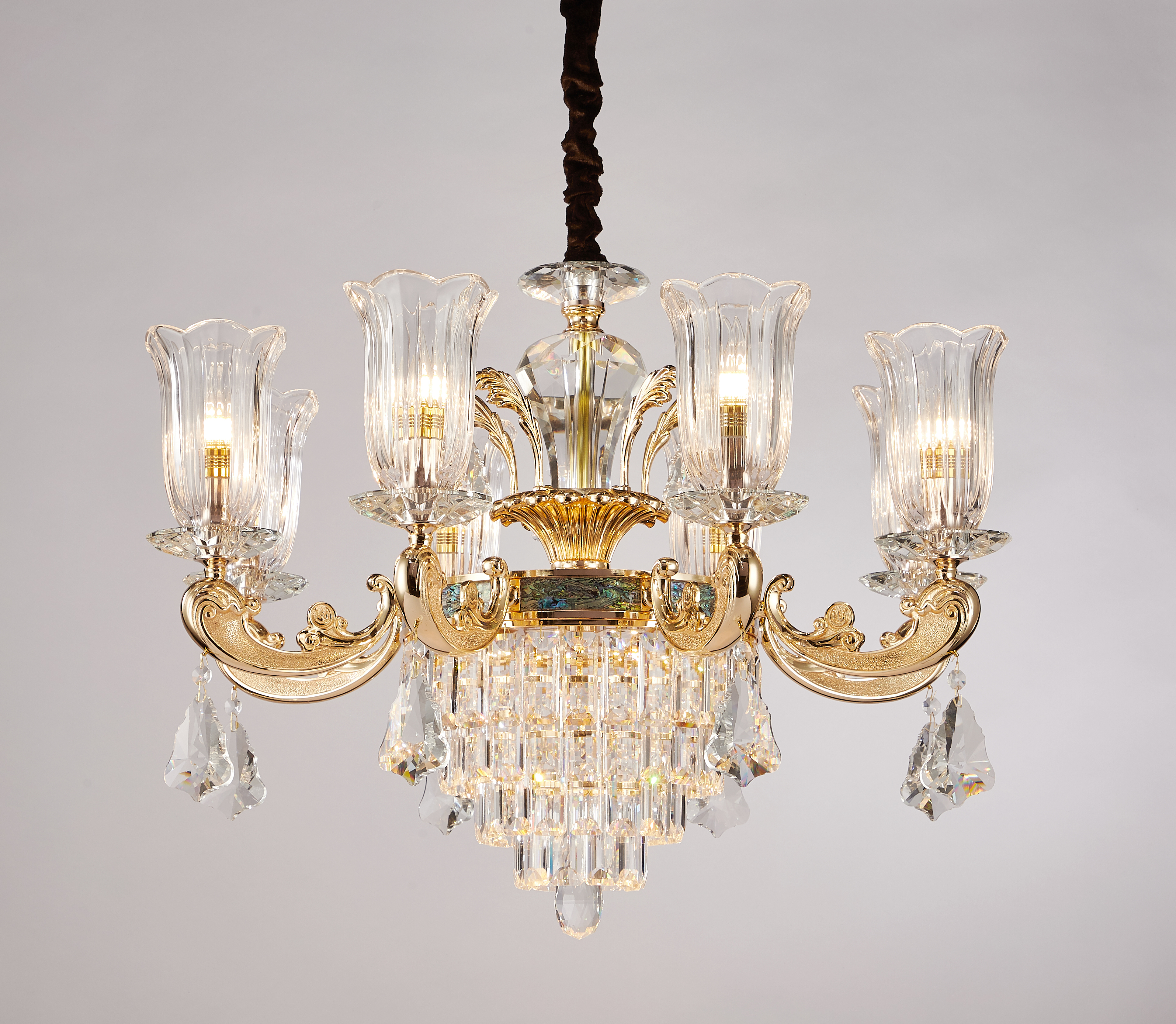 European Gold Brass Crystal Chandelier for Villa & Hotel