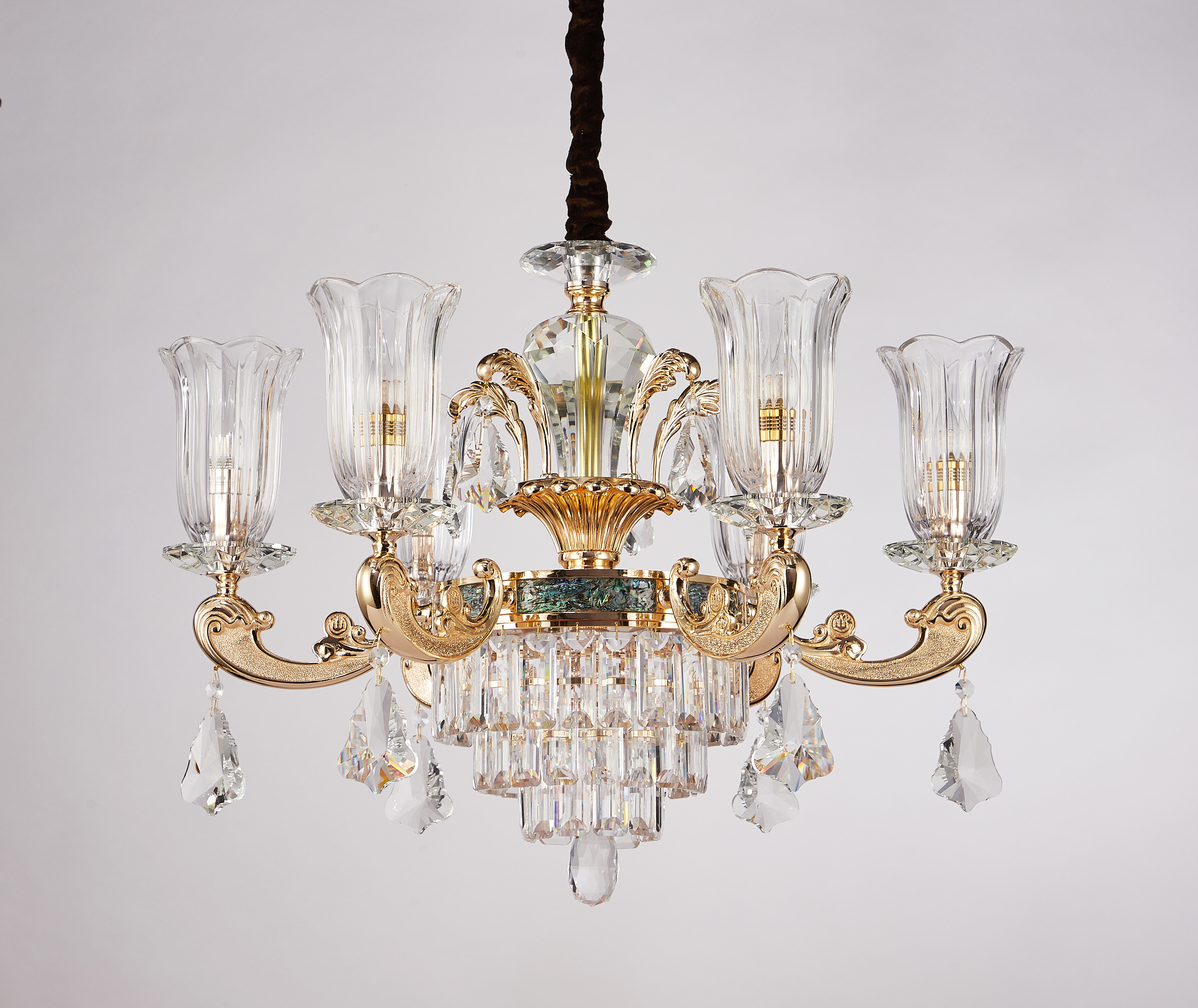 European Gold Brass Crystal Chandelier for Villa & Hotel