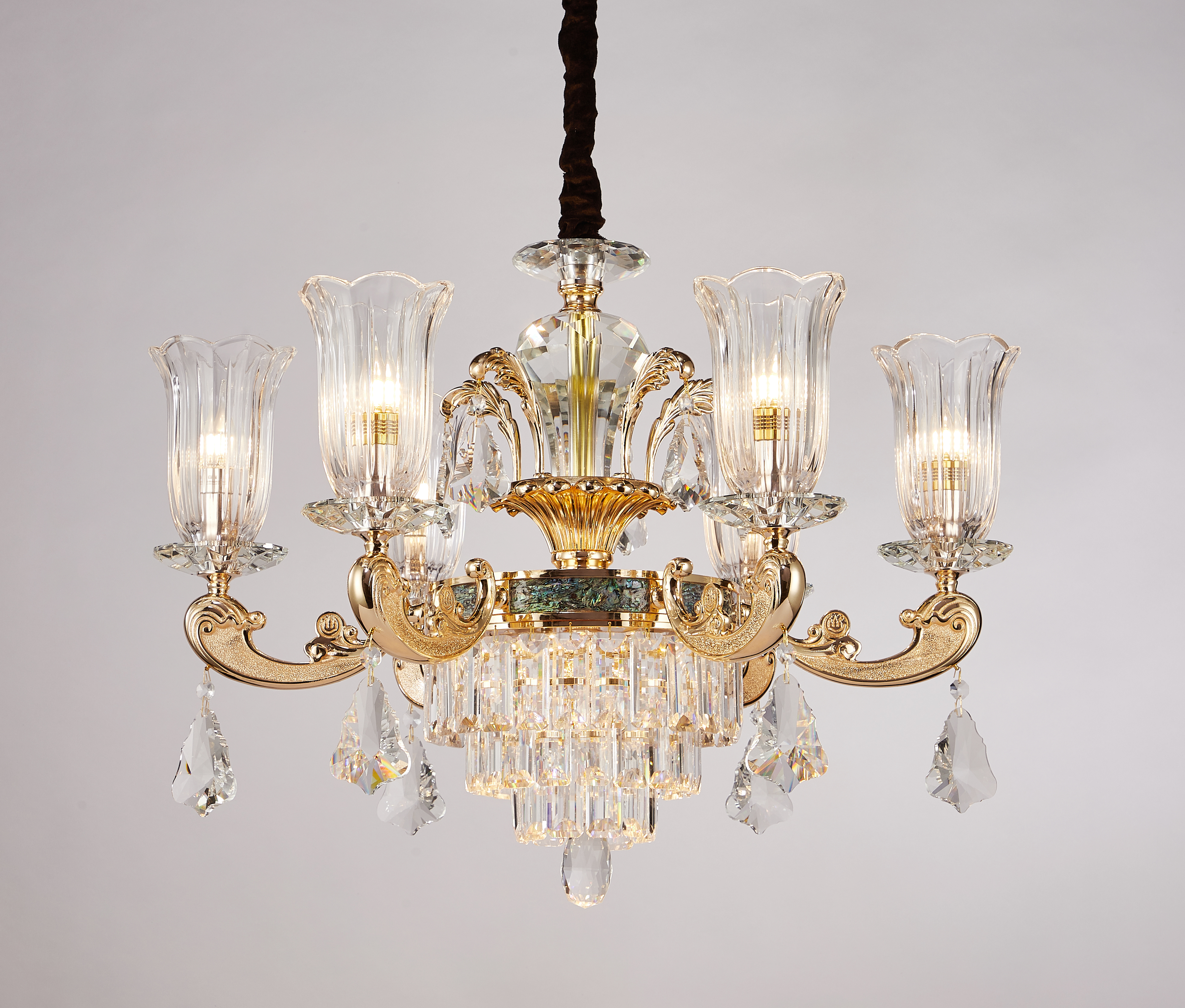 European Gold Brass Crystal Chandelier for Villa & Hotel