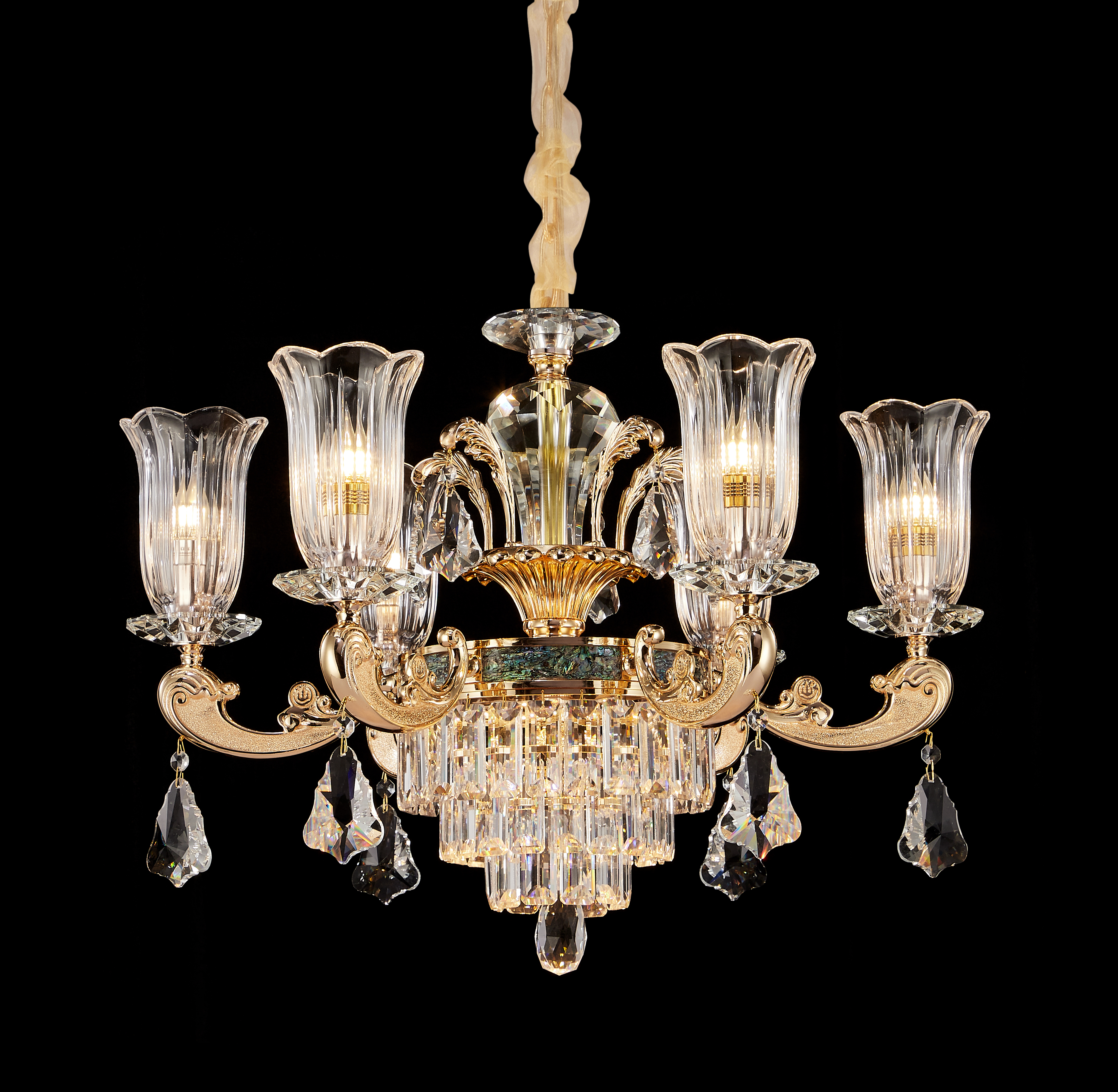 36 Lights Luxury large gold crystal brass chandelier for entrance/villa/foyer