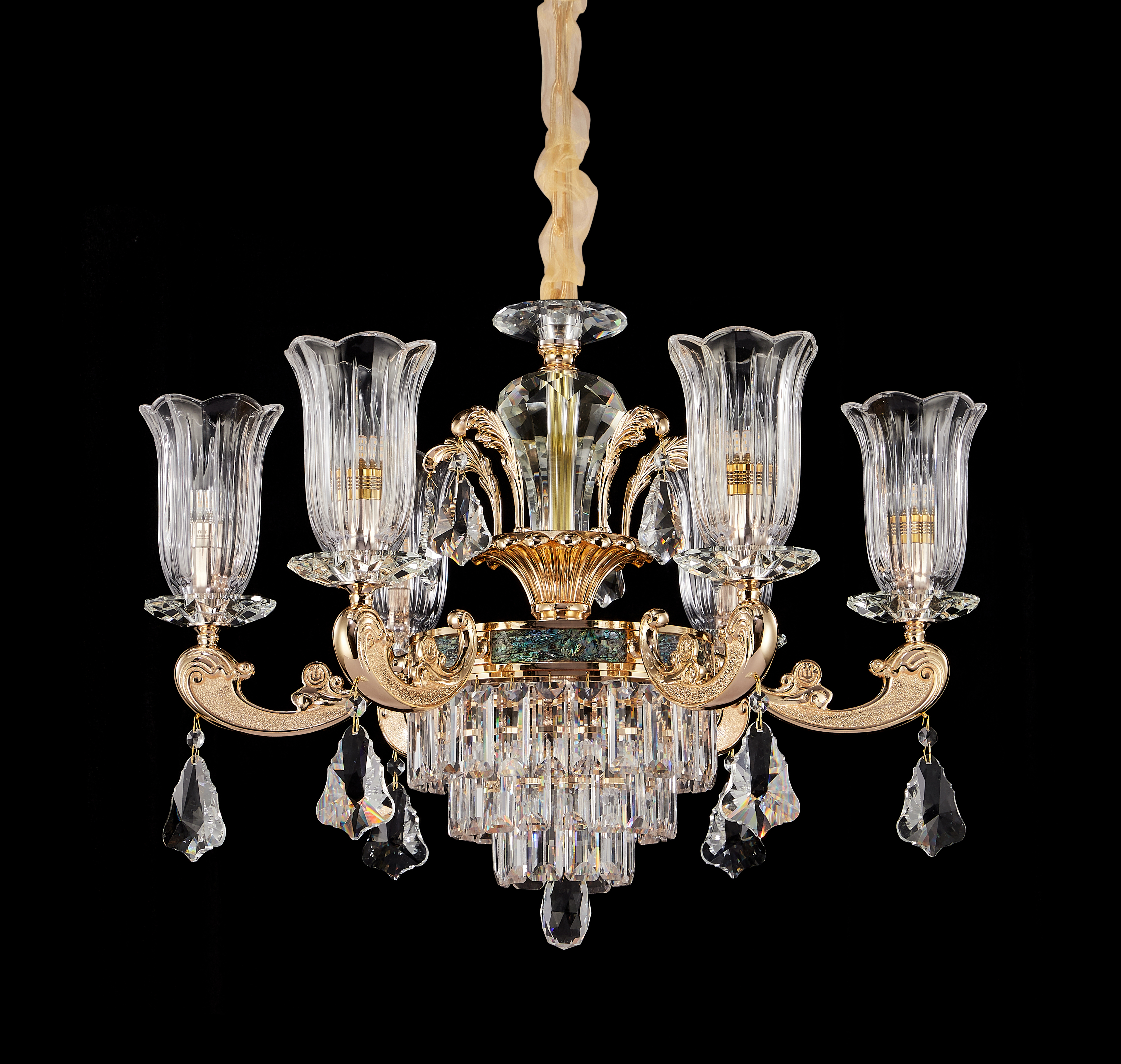 European Gold Brass Crystal Chandelier for Villa & Hotel