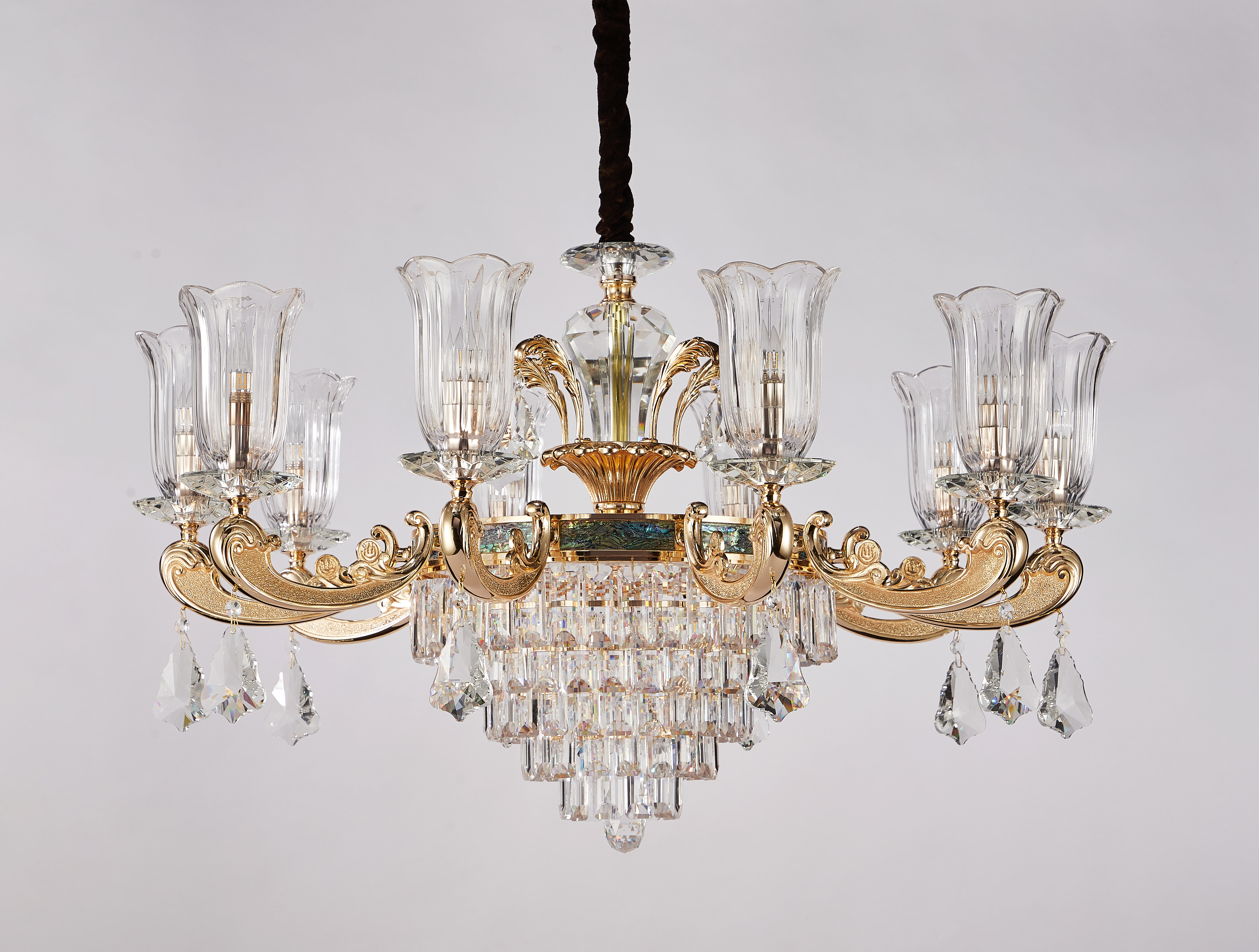 European Gold Brass Crystal Chandelier for Villa & Hotel