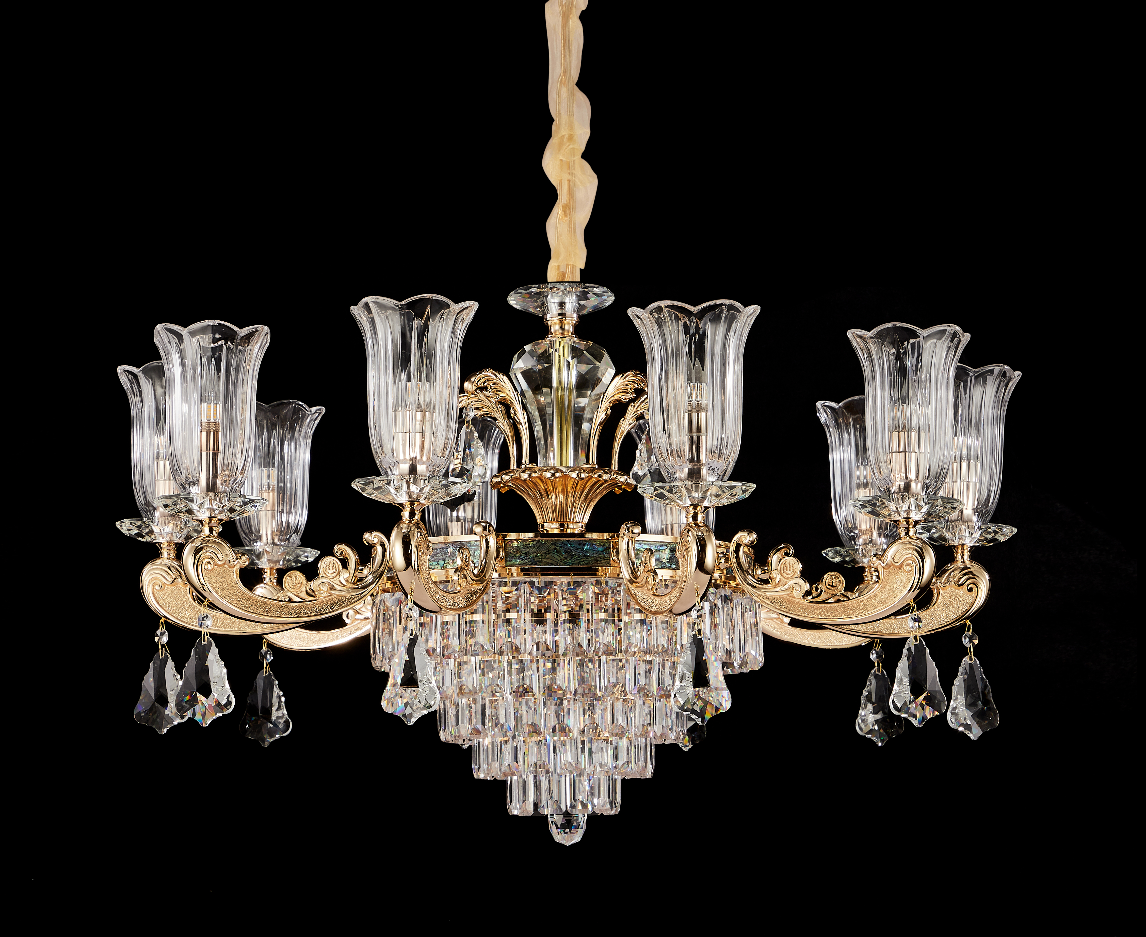 European Gold Brass Crystal Chandelier for Villa & Hotel