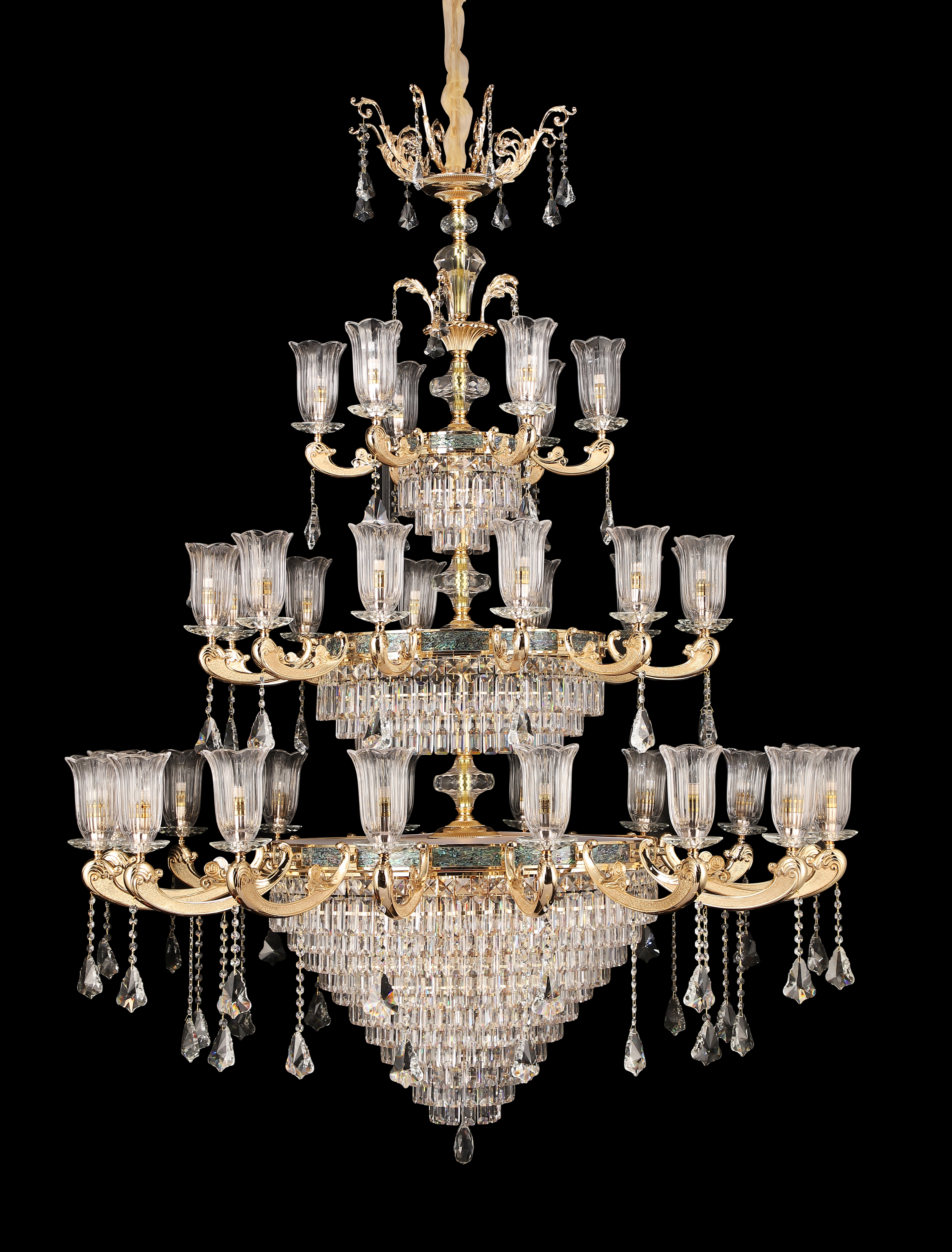 European Gold Brass Crystal Chandelier for Villa & Hotel