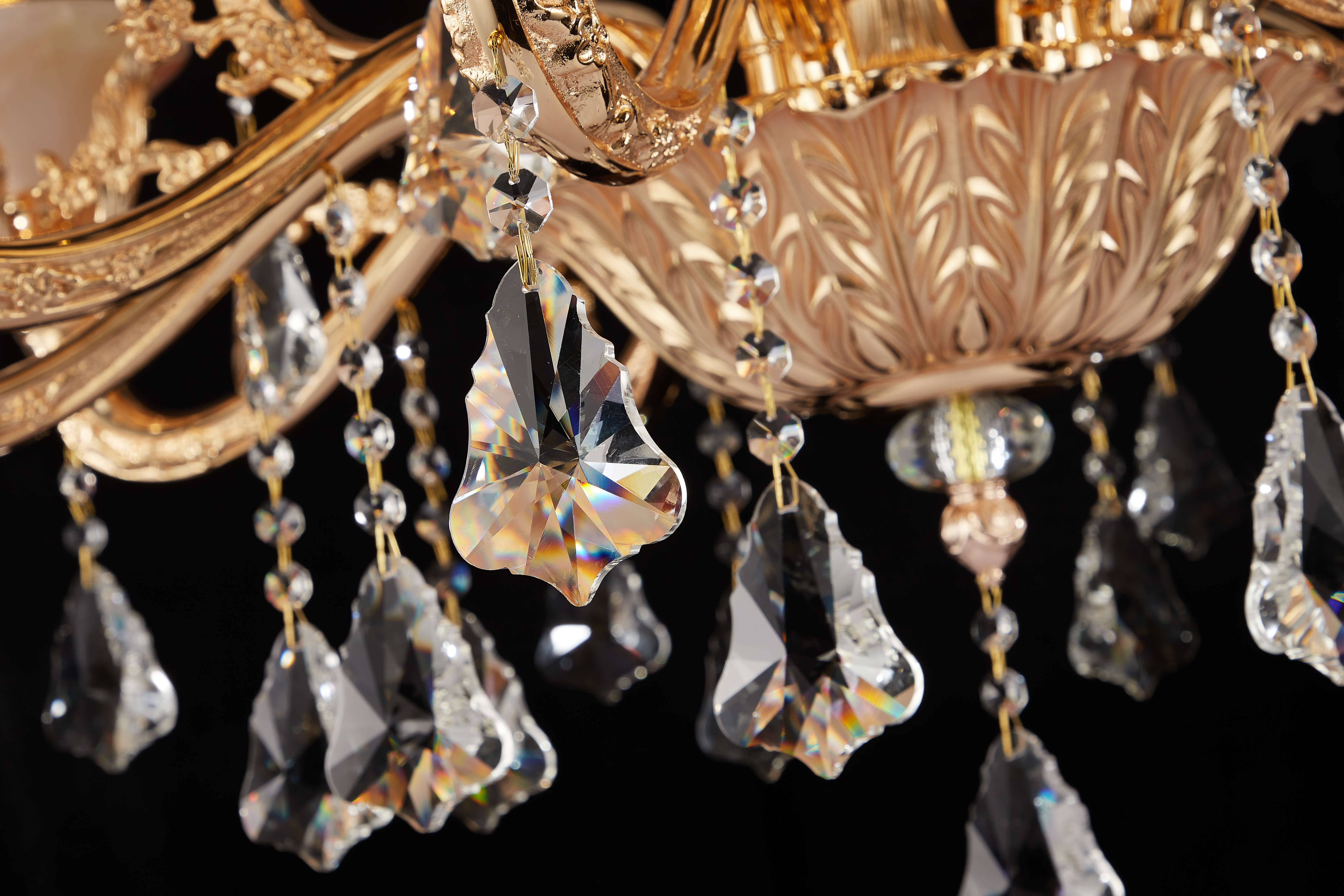 Brass Crystal Afghan White Jade Chandelier for Villa & Hotel