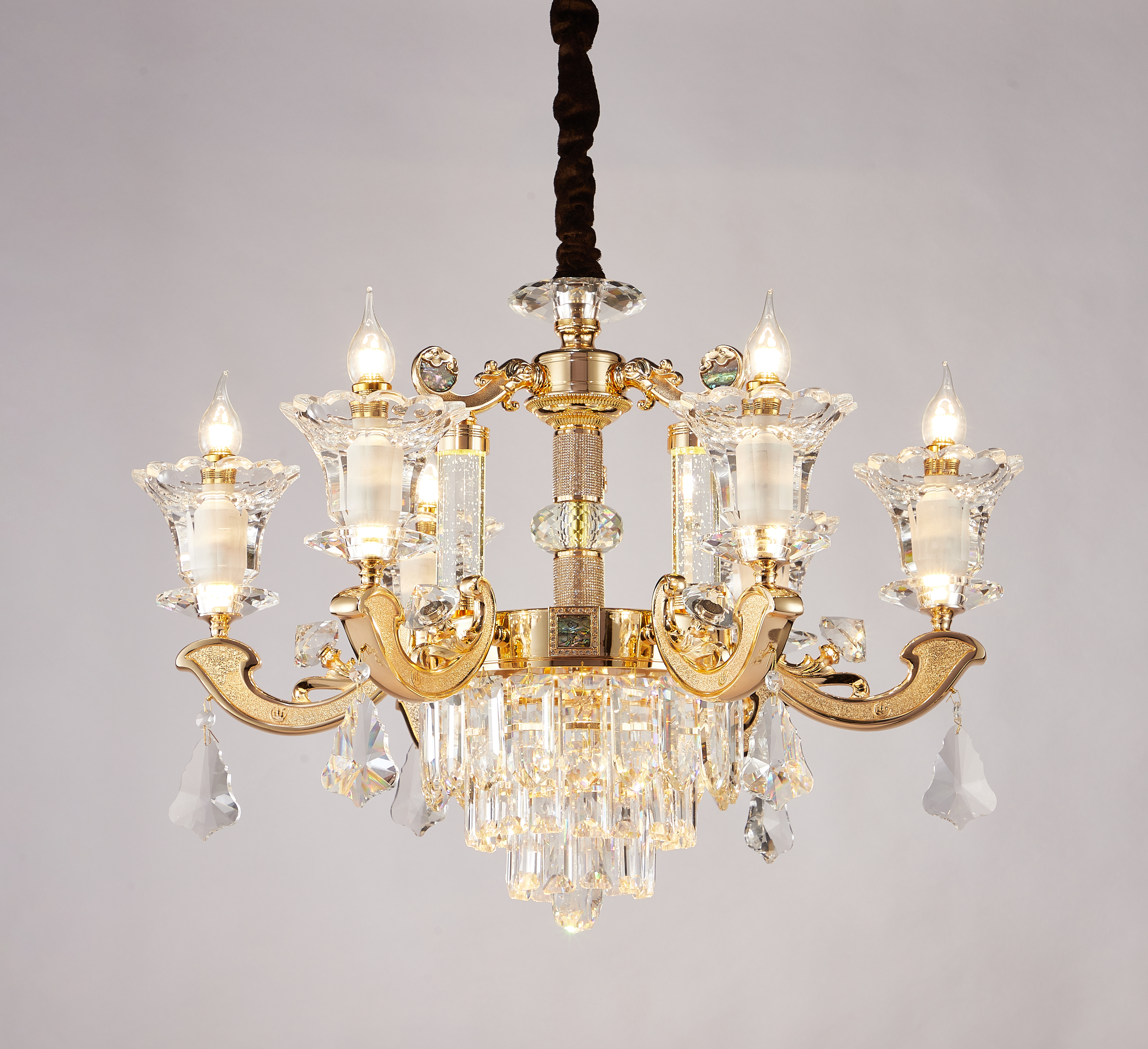 Gold Brass Crystal Chandelier for Villa & Hotel Lobby