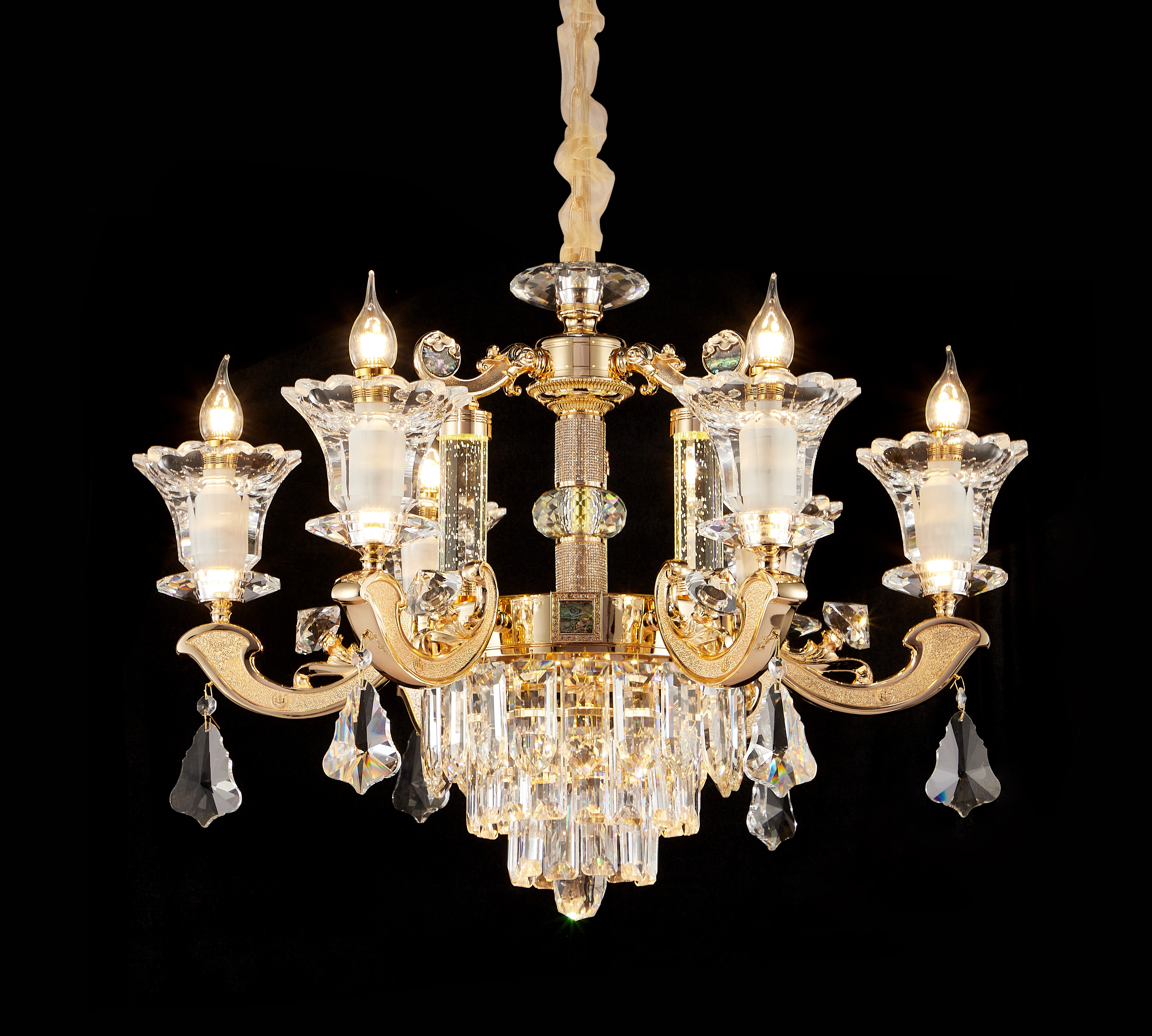 Gold Brass Crystal Chandelier for Villa & Hotel Lobby