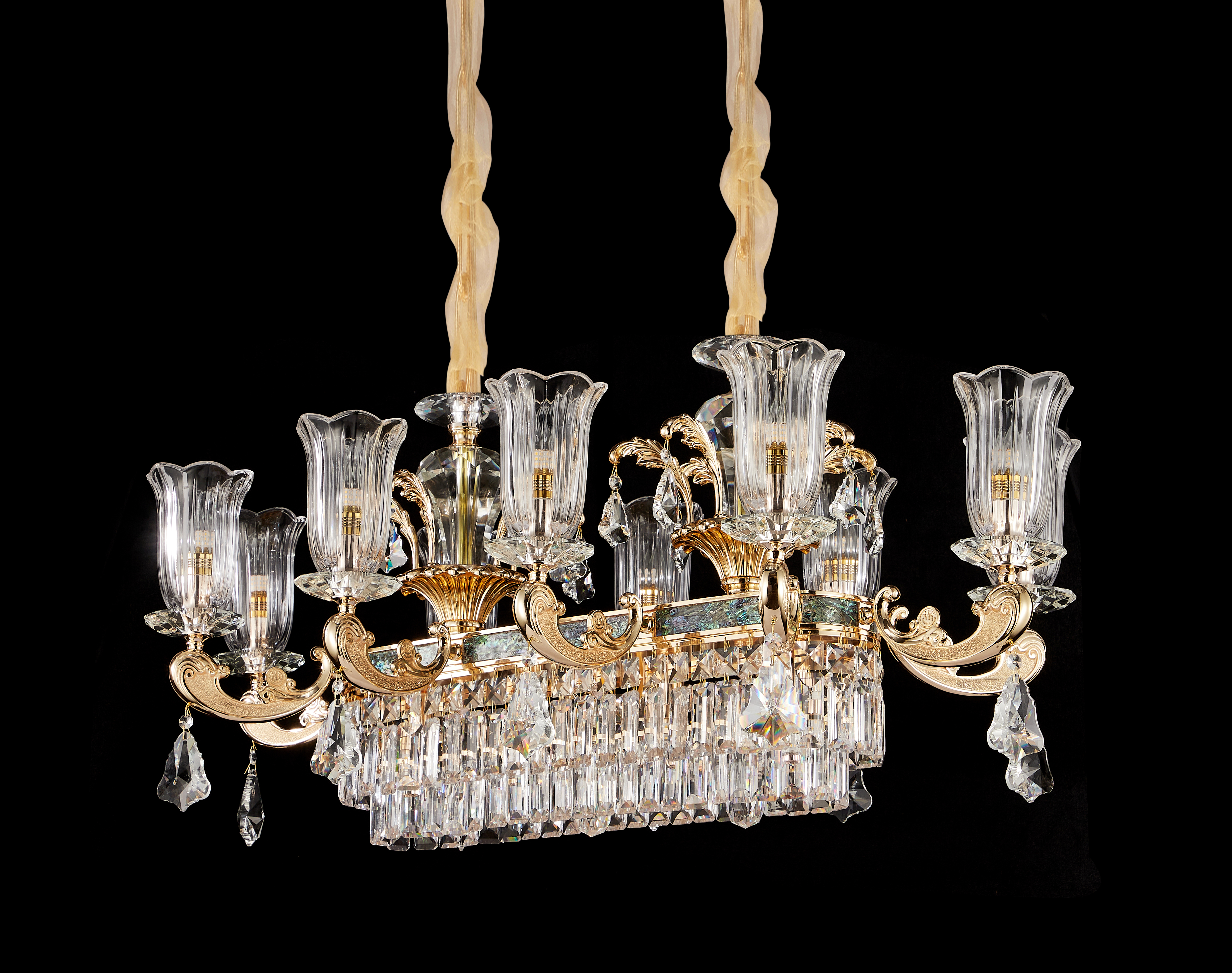 European Gold Brass Crystal Chandelier for Villa & Hotel