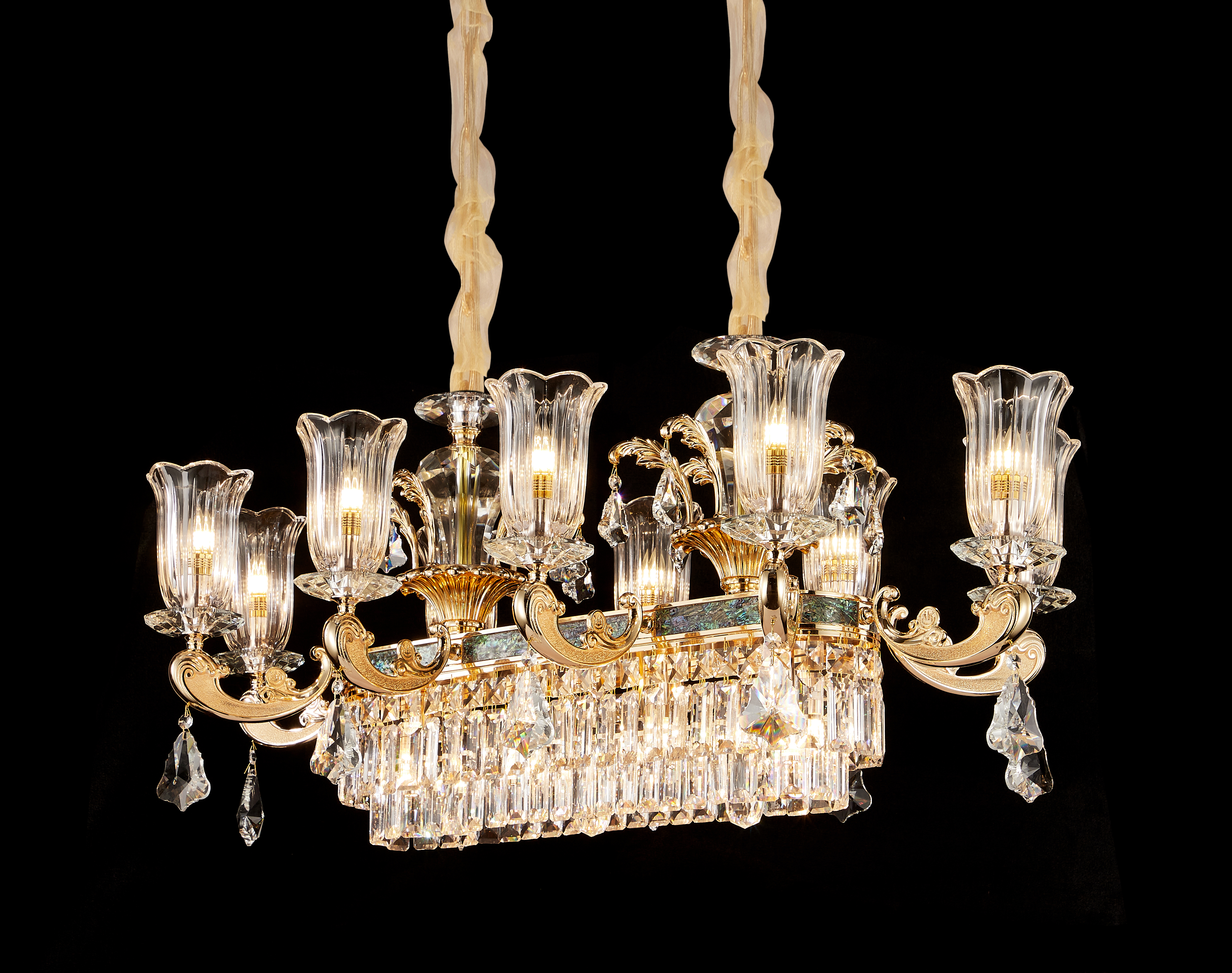 European Gold Brass Crystal Chandelier for Villa & Hotel