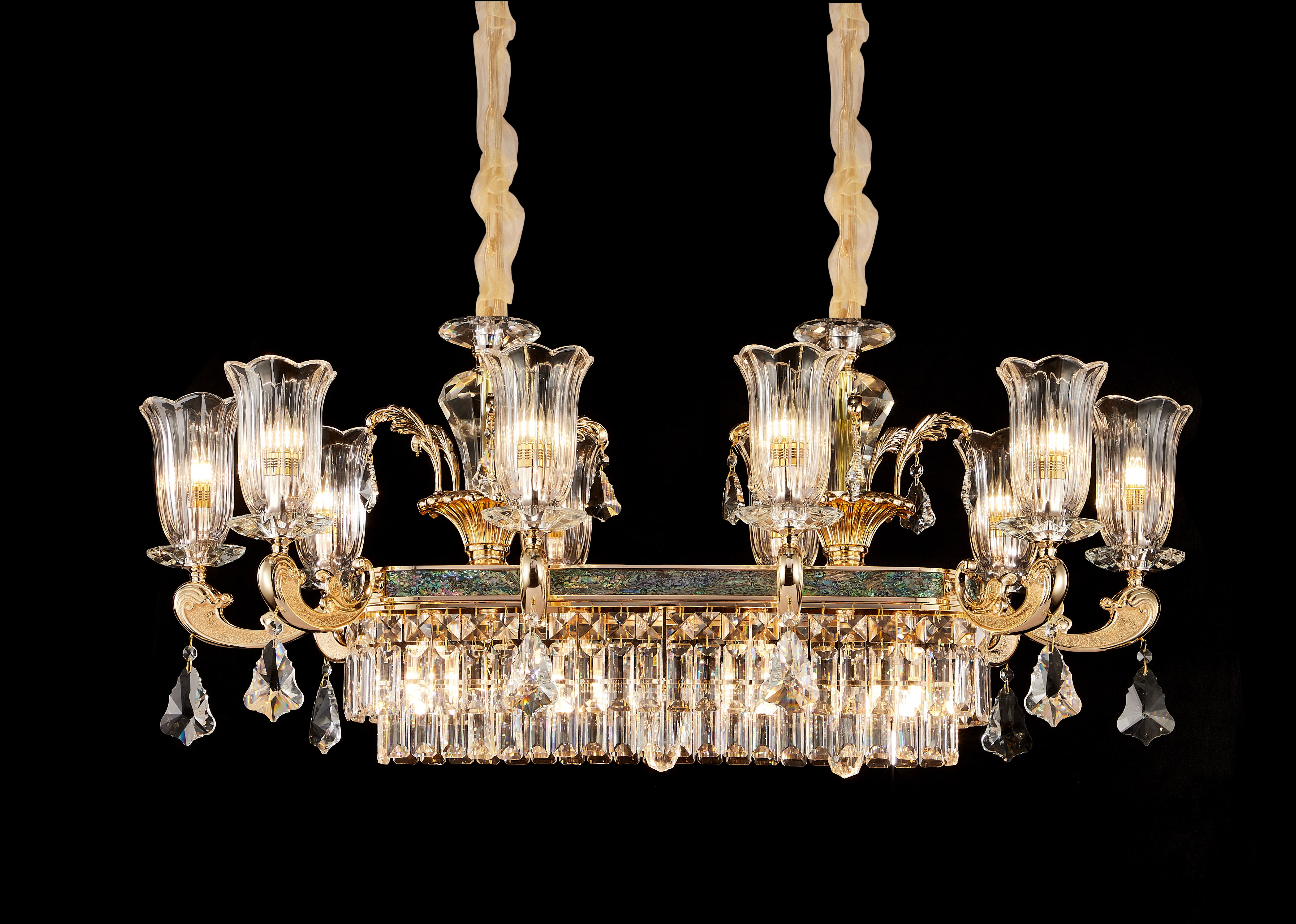 European Gold Brass Crystal Chandelier for Villa & Hotel