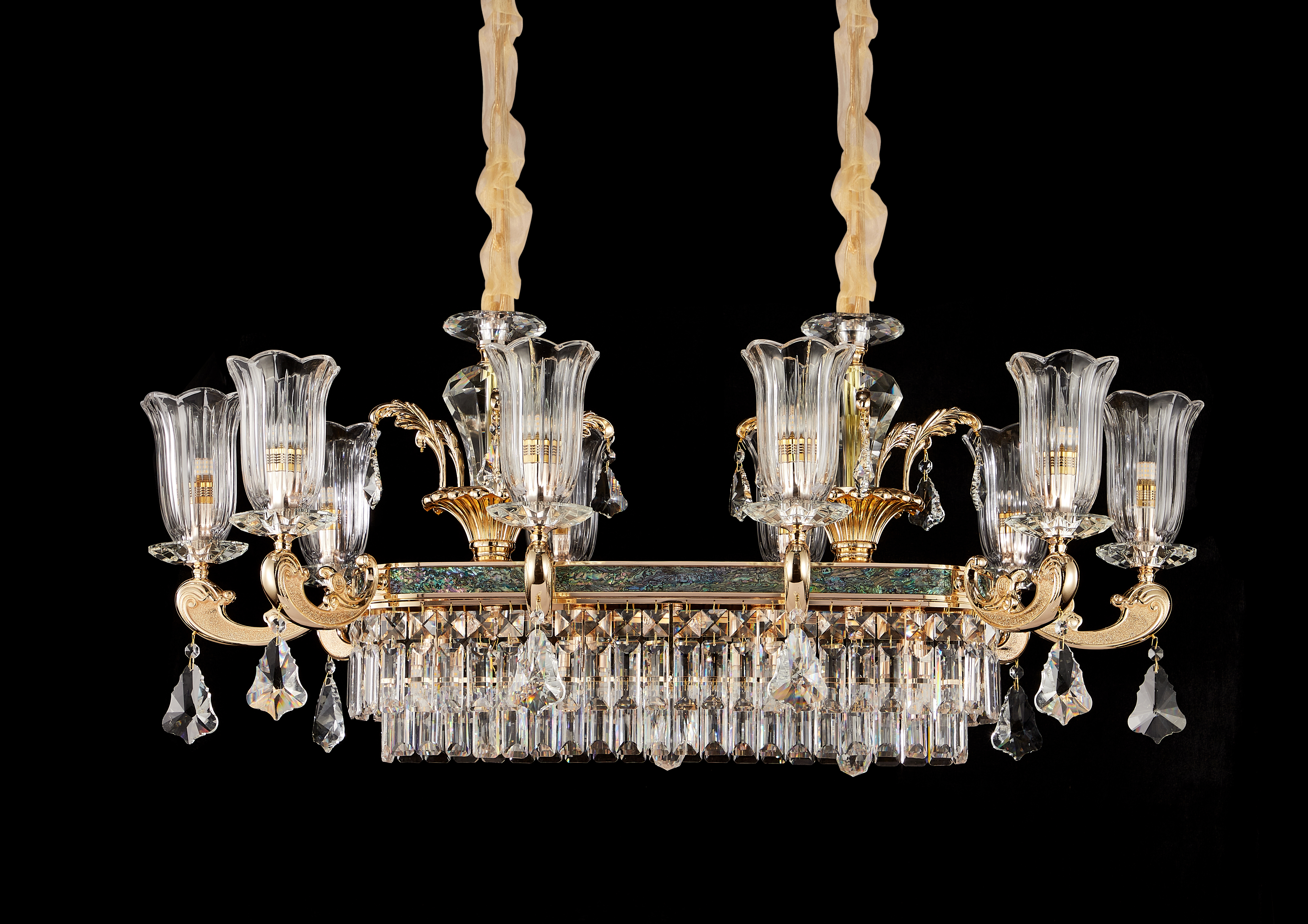 European Gold Brass Crystal Chandelier for Villa & Hotel