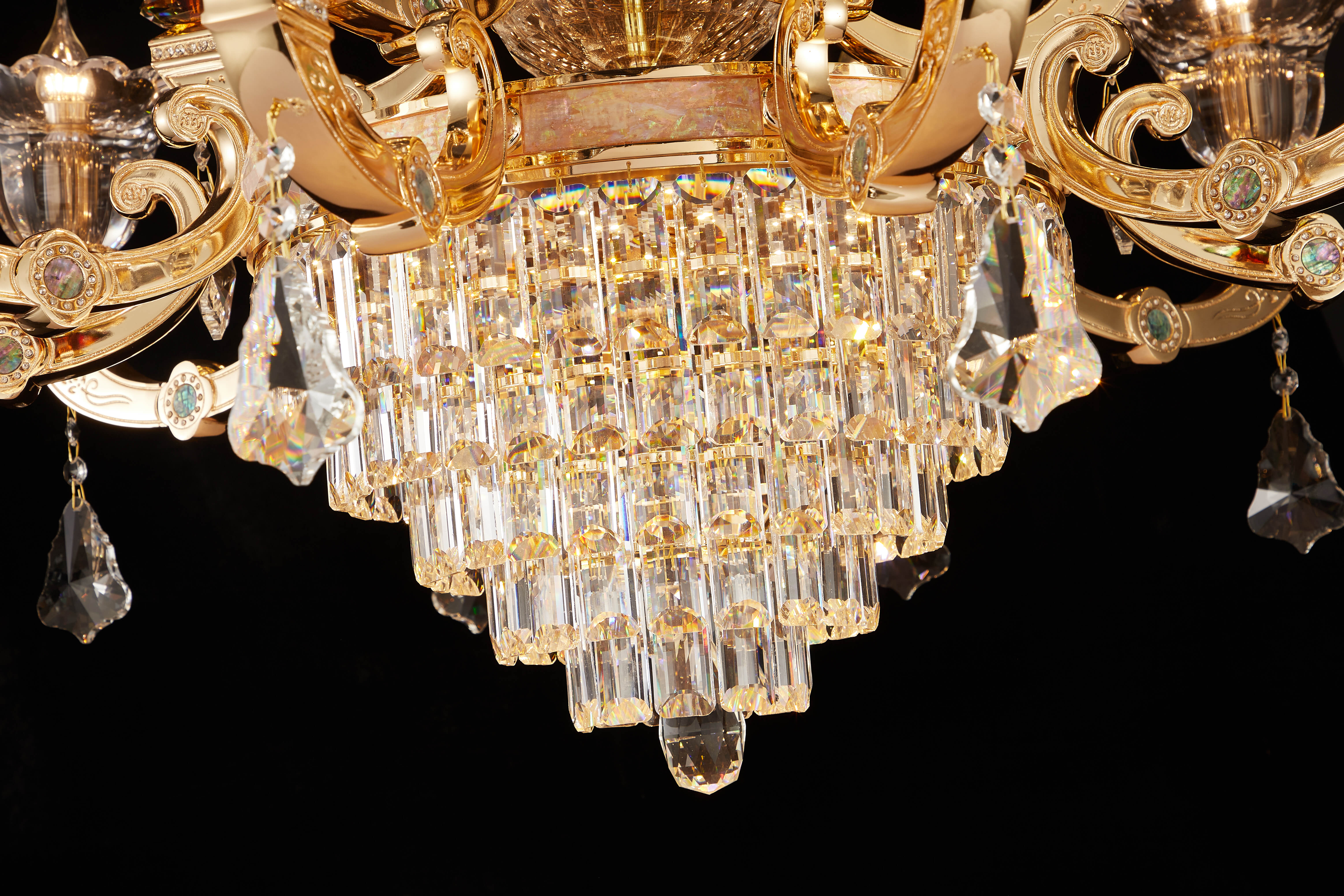 Brass Crystal White Jade Chandelier for Villa & Hotel