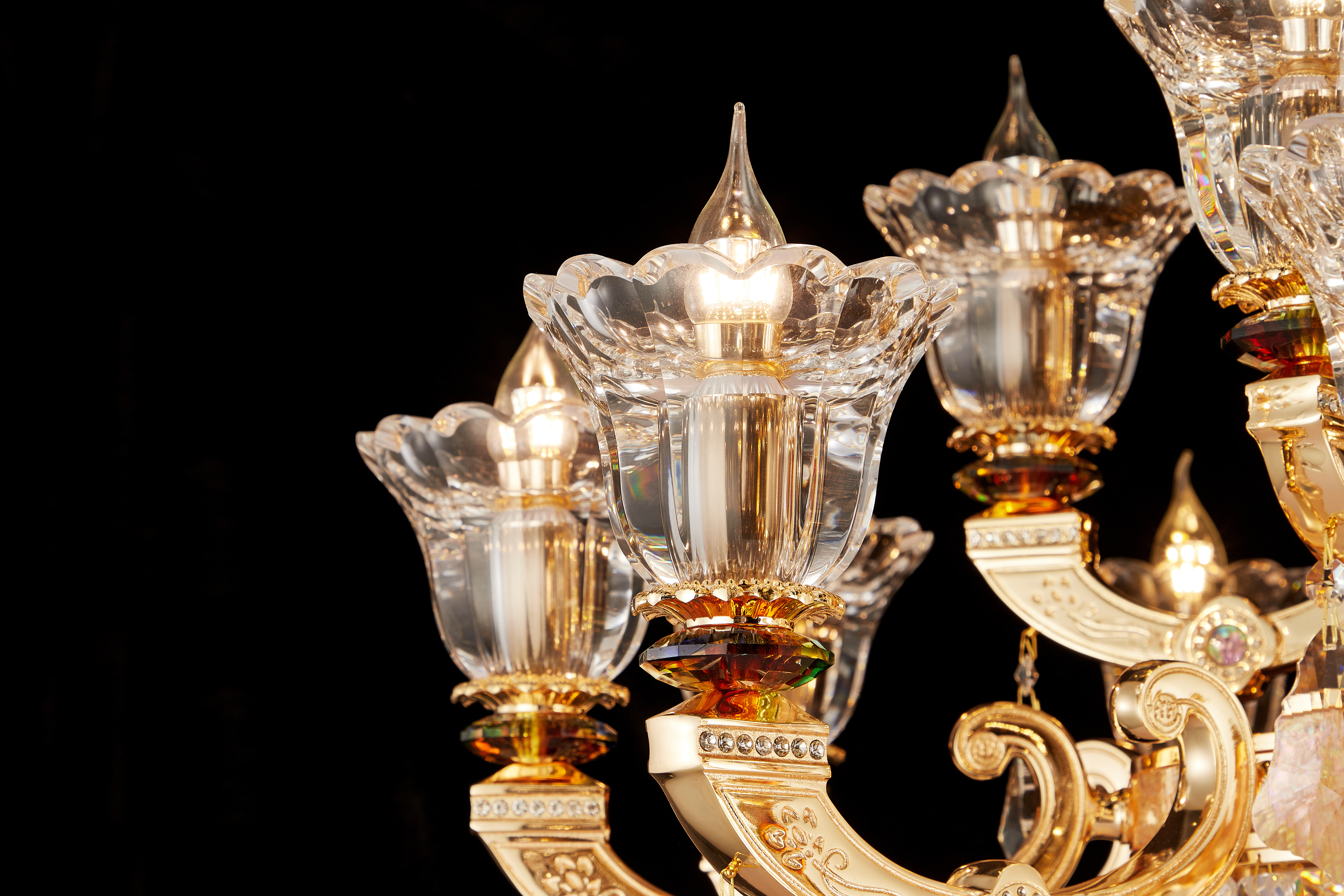 Brass Crystal White Jade Chandelier for Villa & Hotel