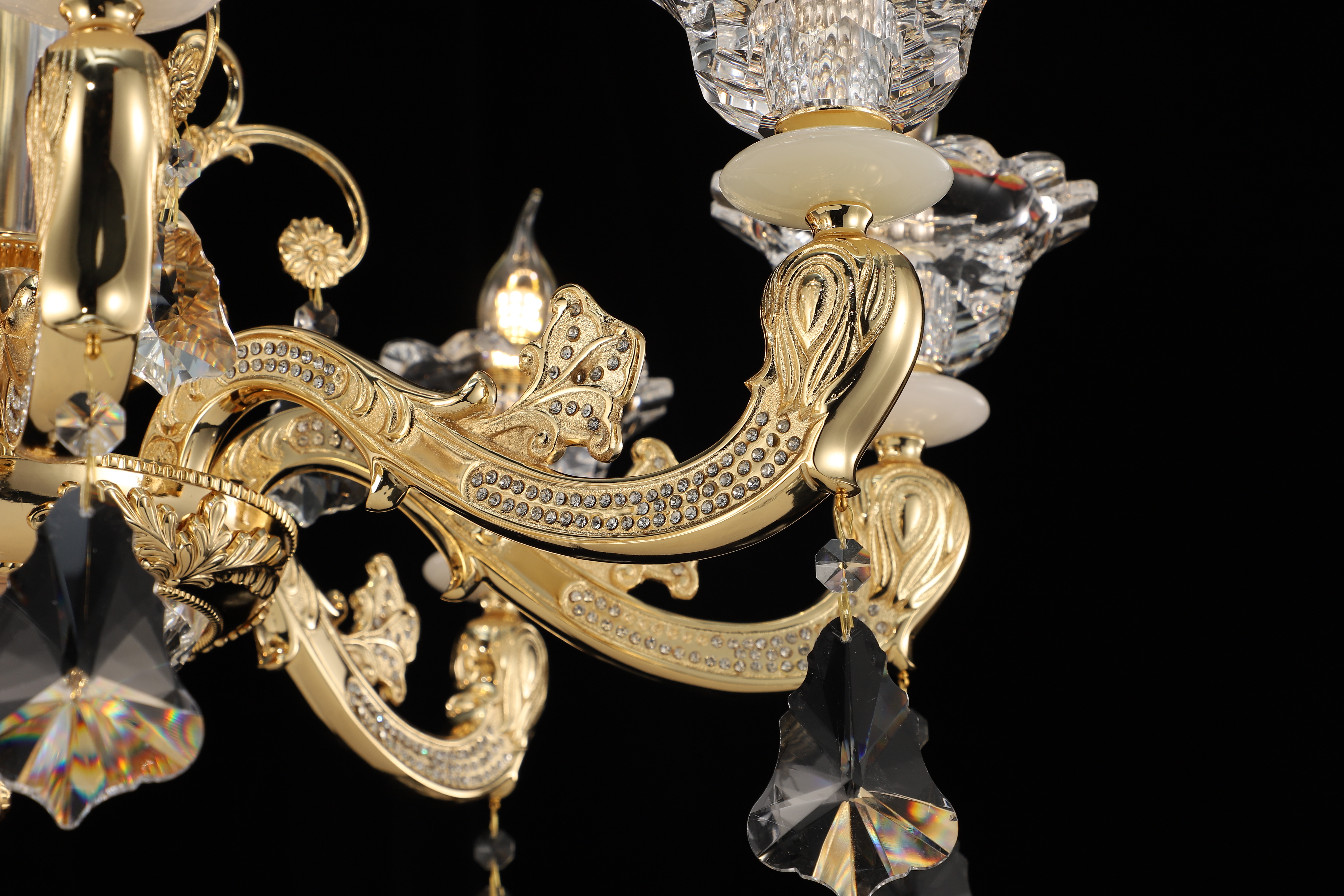 French Gold Brass Crystal Chandelier for Villa & Hotel