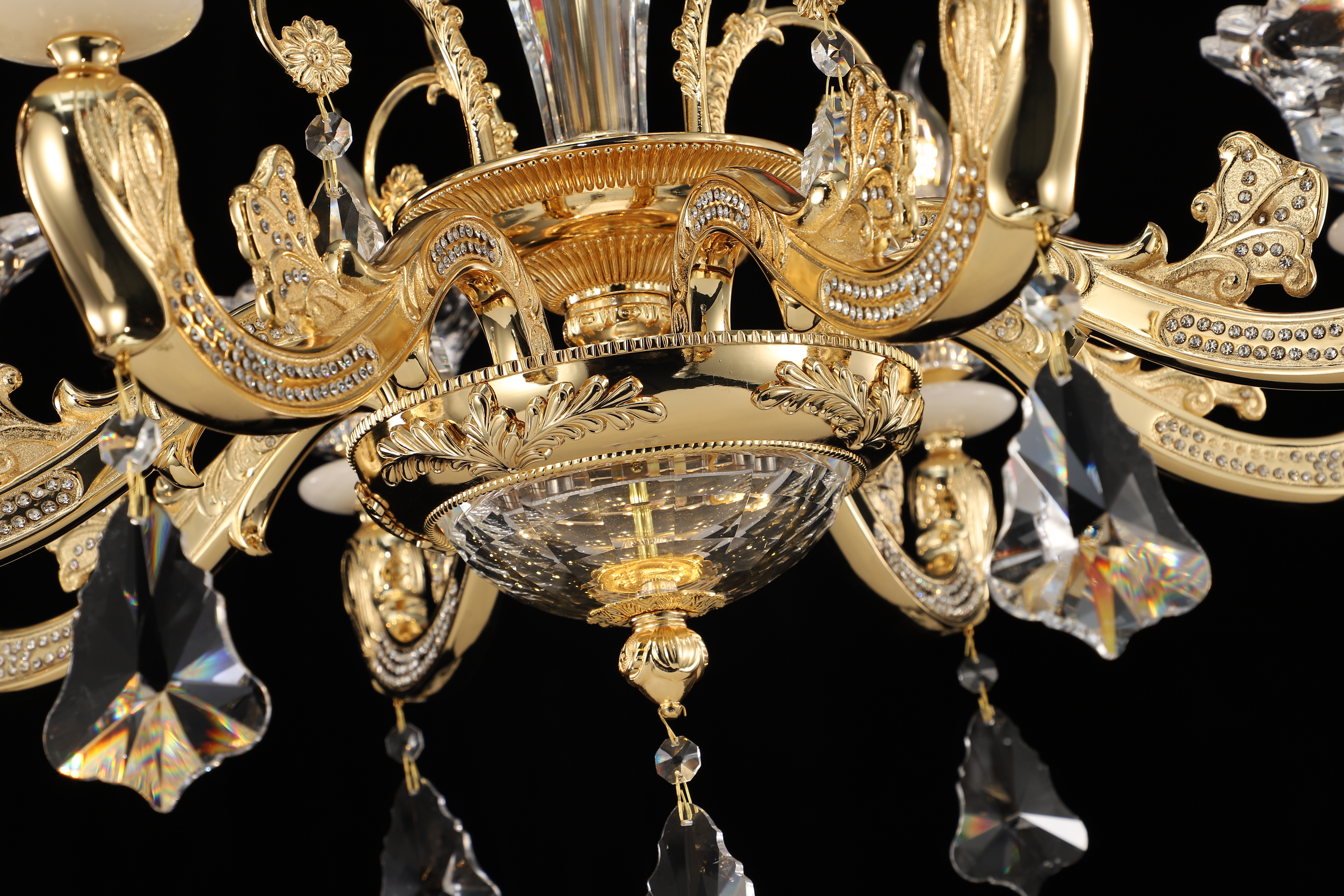 French Gold Brass Crystal Chandelier for Villa & Hotel