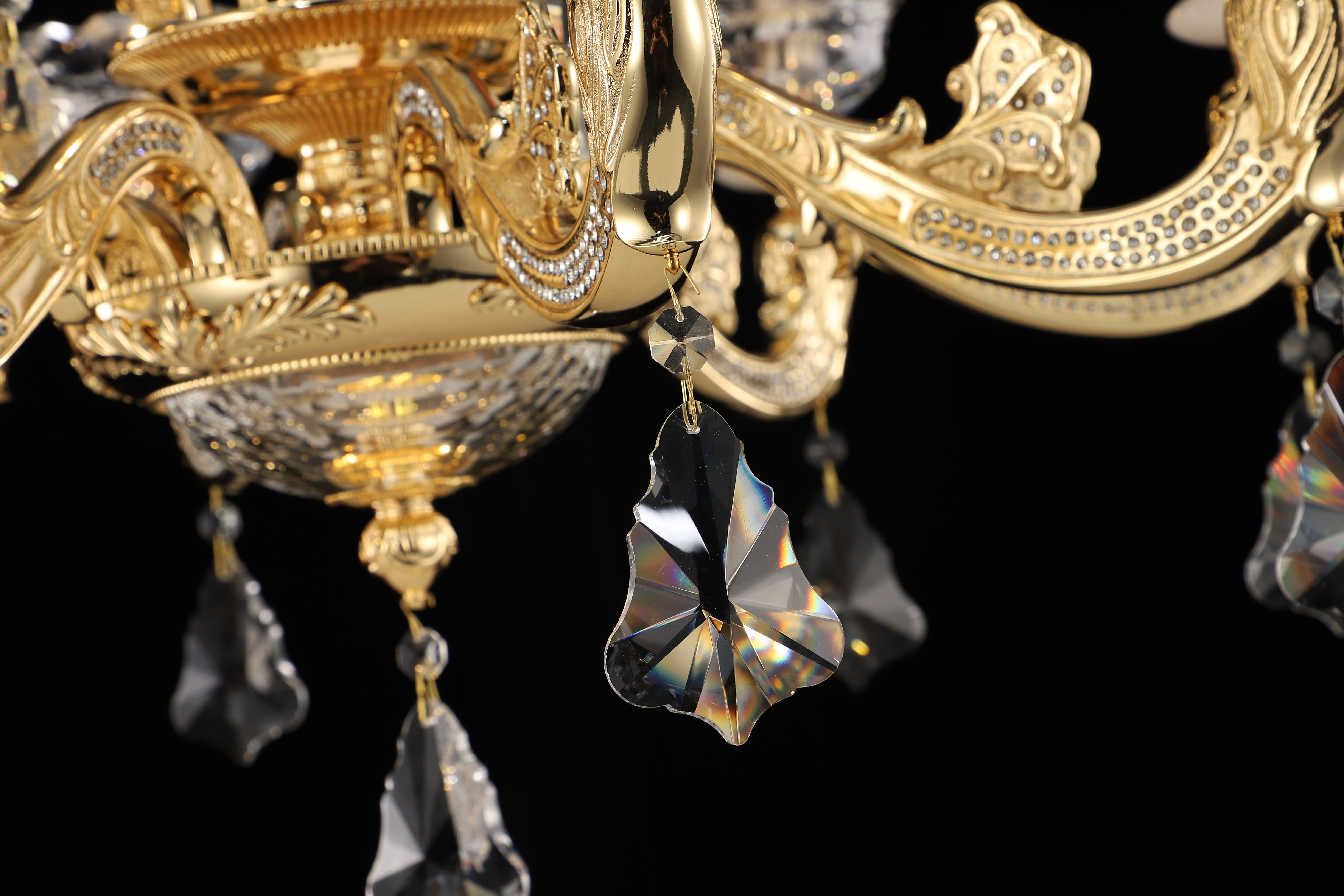 French Gold Brass Crystal Chandelier for Villa & Hotel