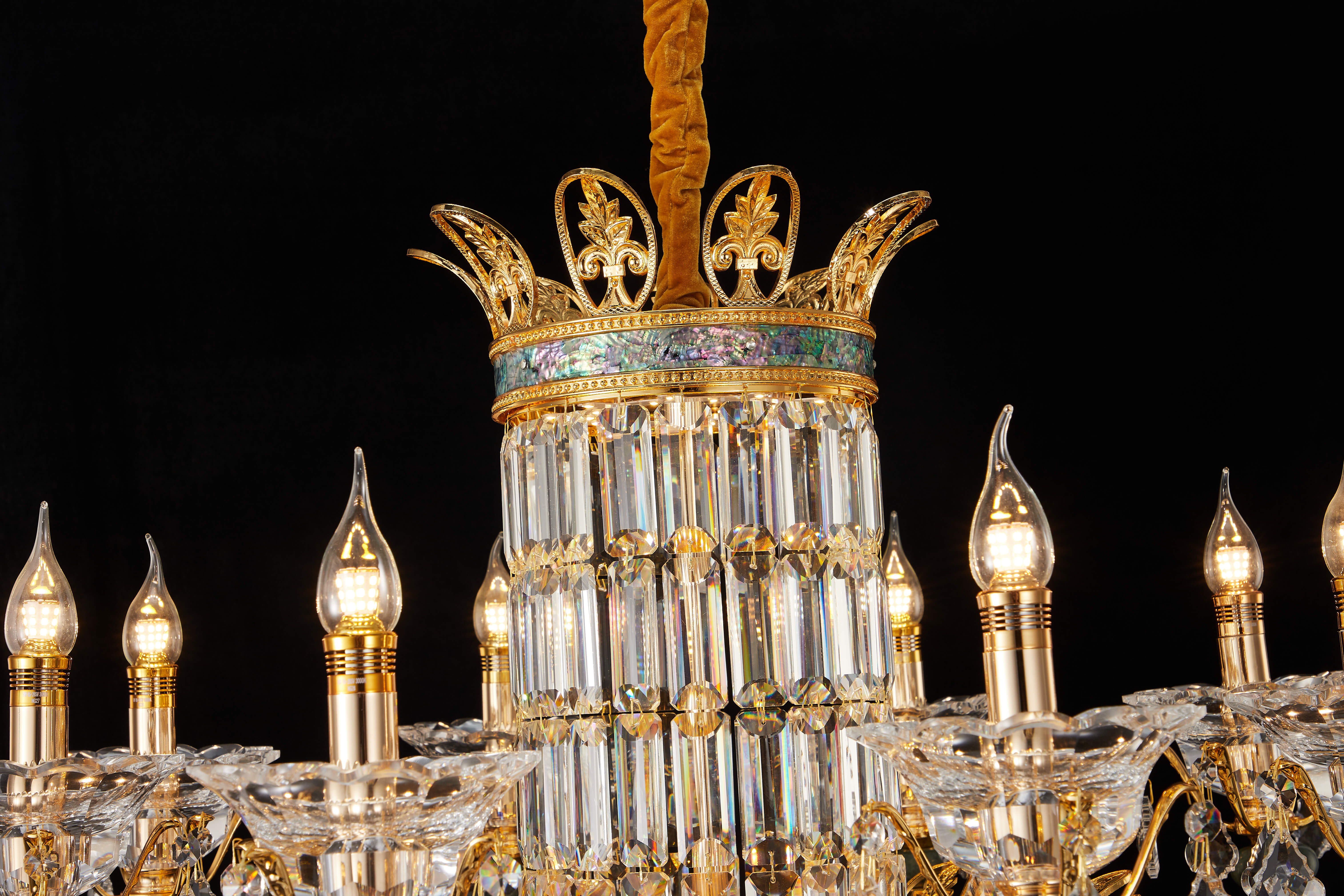 Vintage Gold Brass Crystal Chandelier Light Fixture for Foyer
