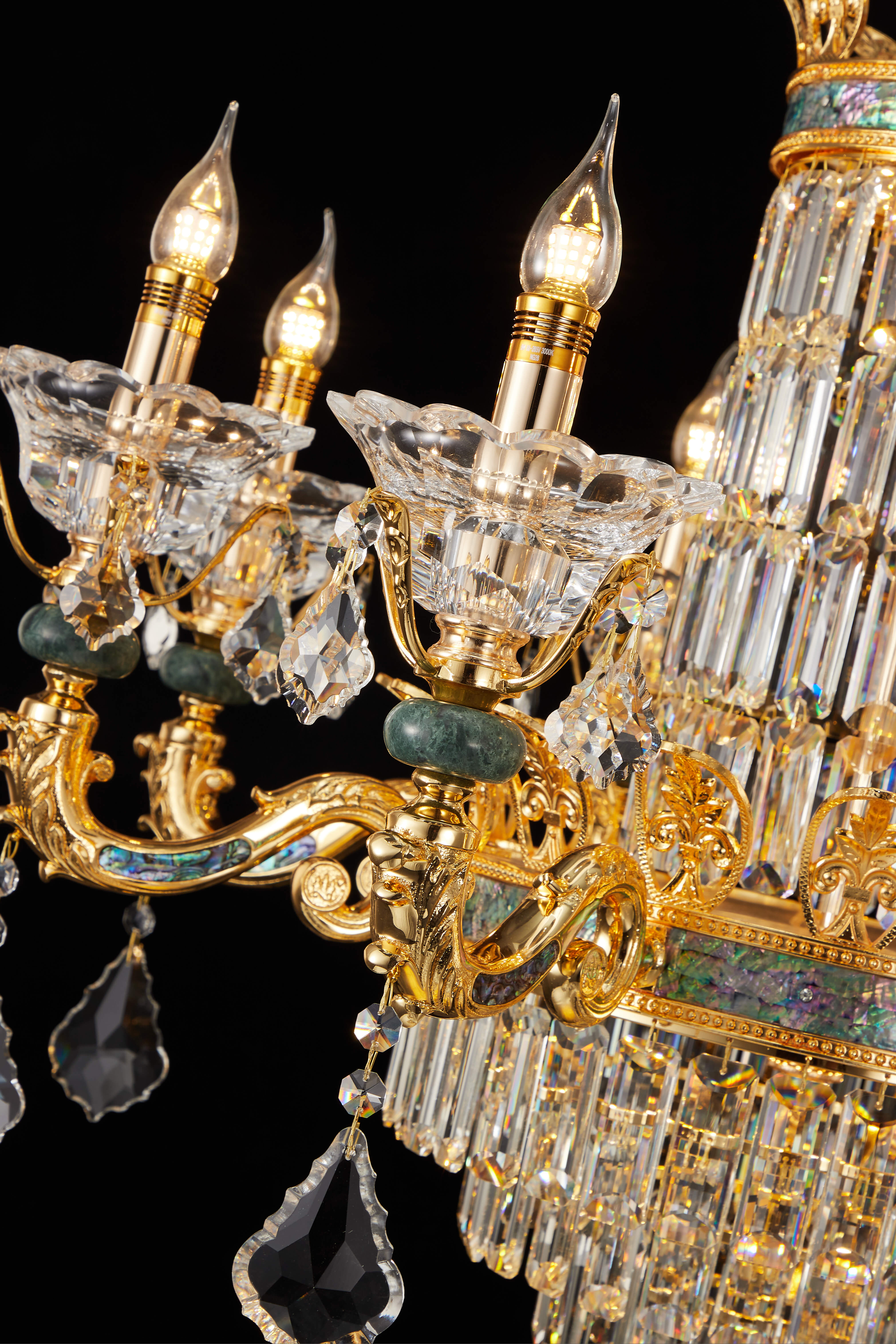 Vintage Gold Brass Crystal Chandelier Light Fixture for Foyer