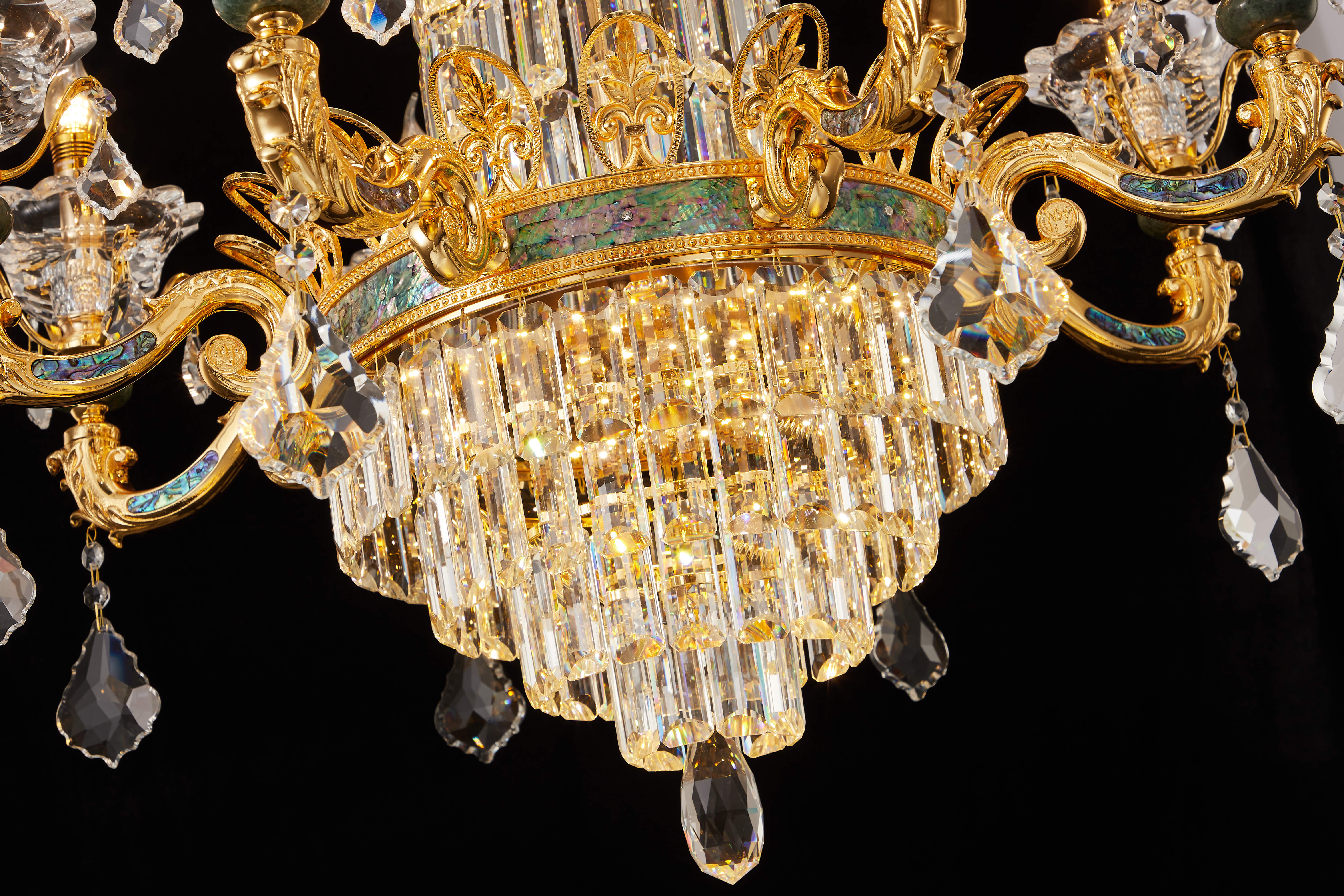 Vintage Gold Brass Crystal Chandelier Light Fixture for Foyer
