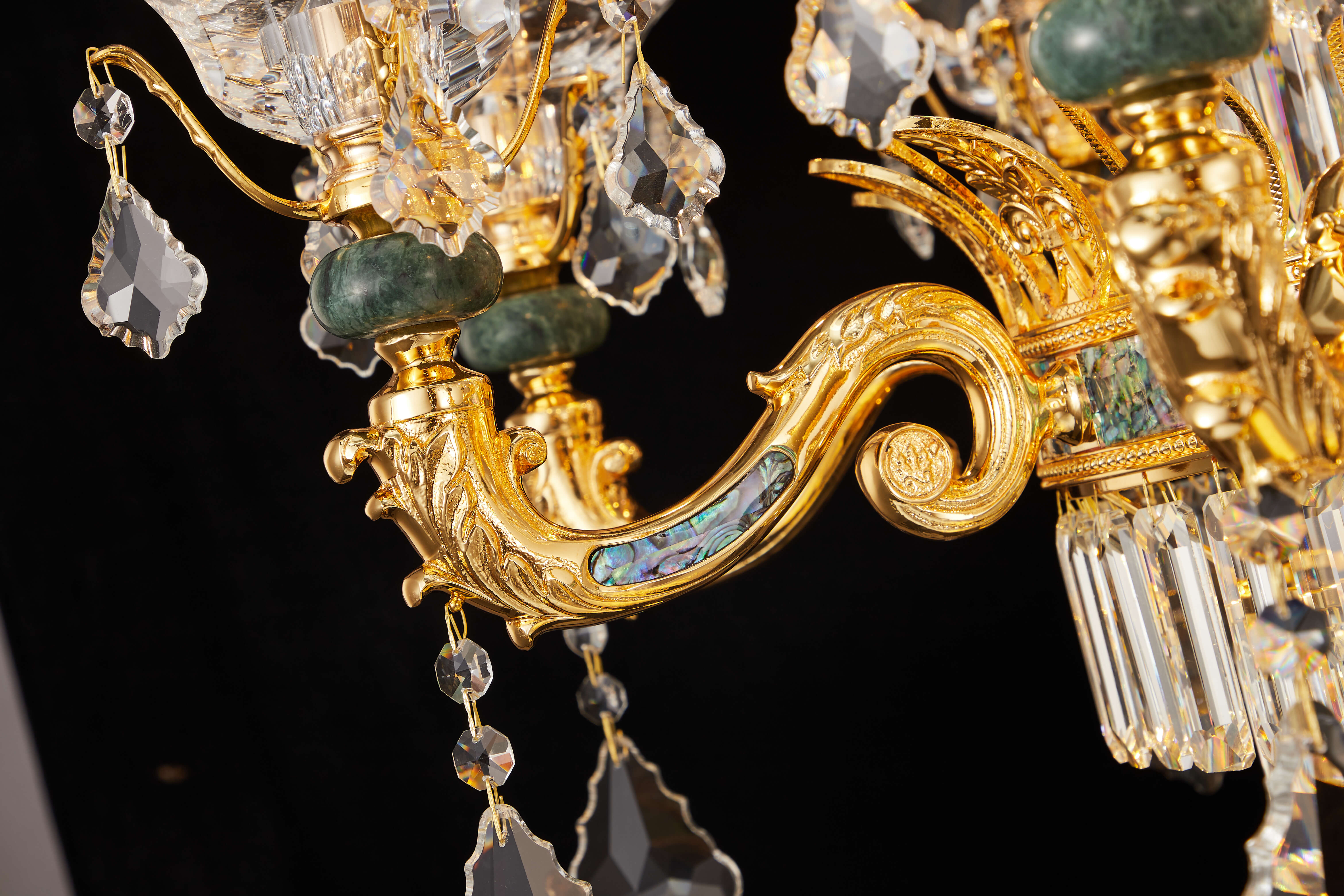 Vintage Gold Brass Crystal Chandelier Light Fixture for Foyer