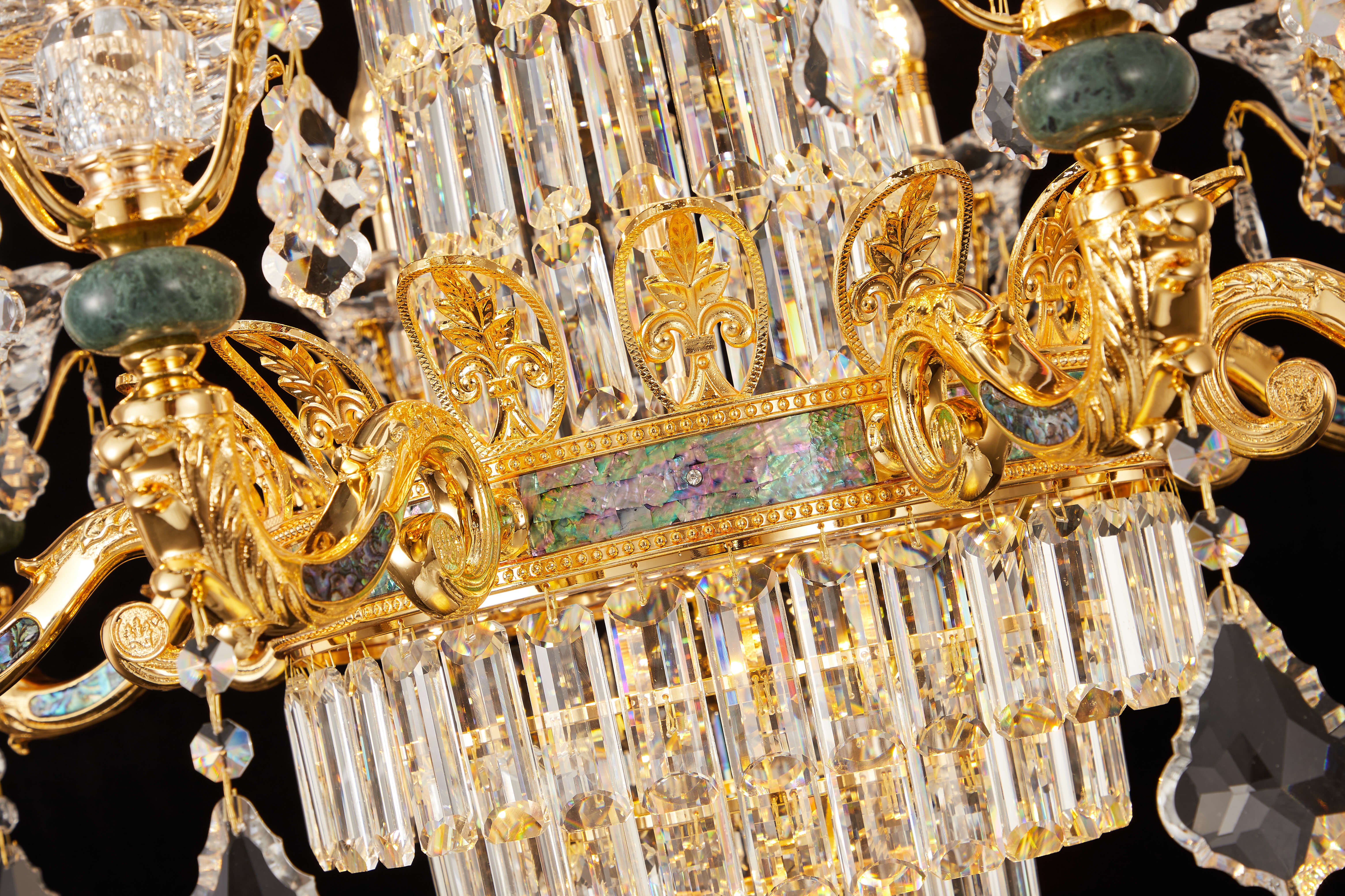 Vintage Gold Brass Crystal Chandelier Light Fixture for Foyer
