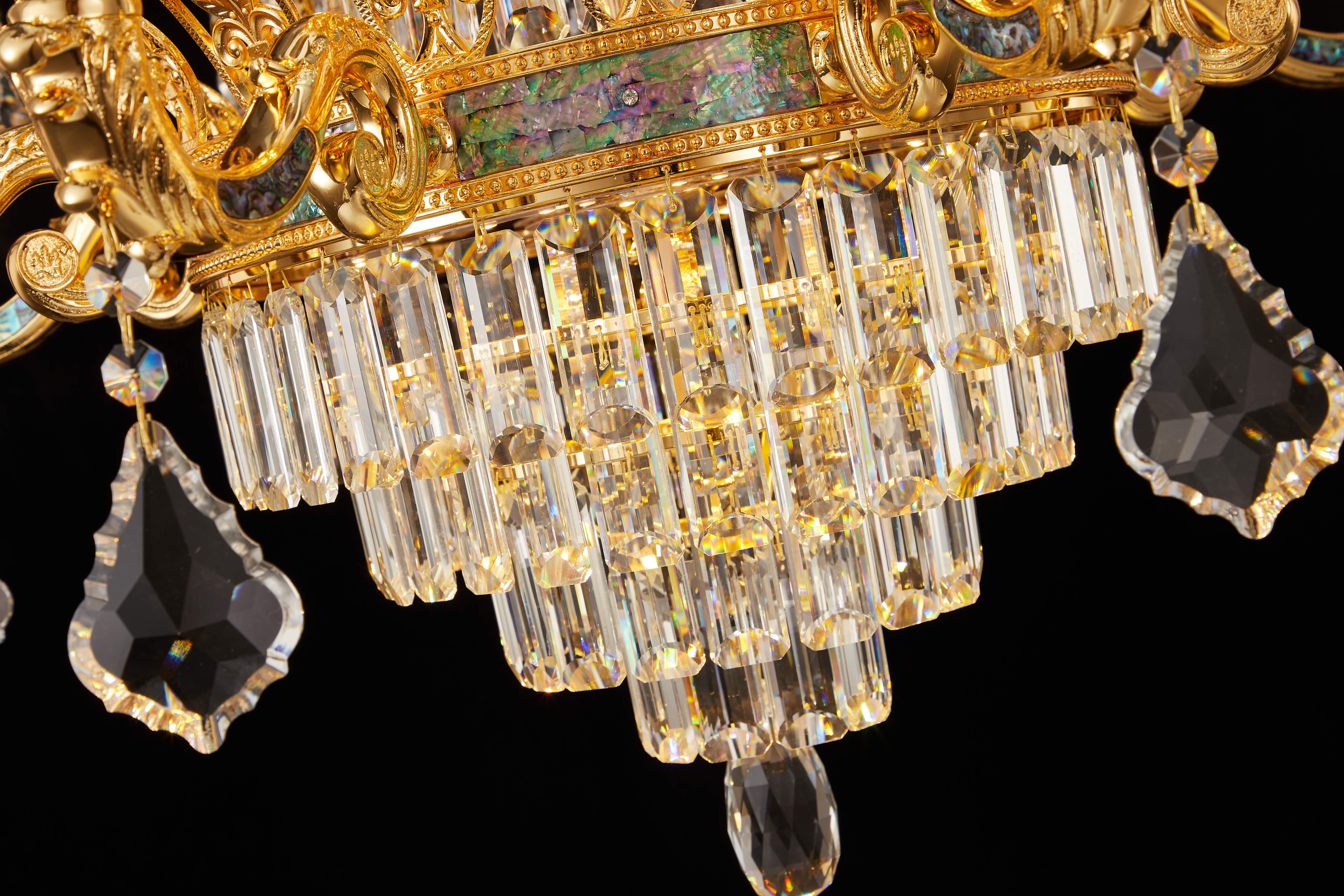 Vintage Gold Brass Crystal Chandelier Light Fixture for Foyer