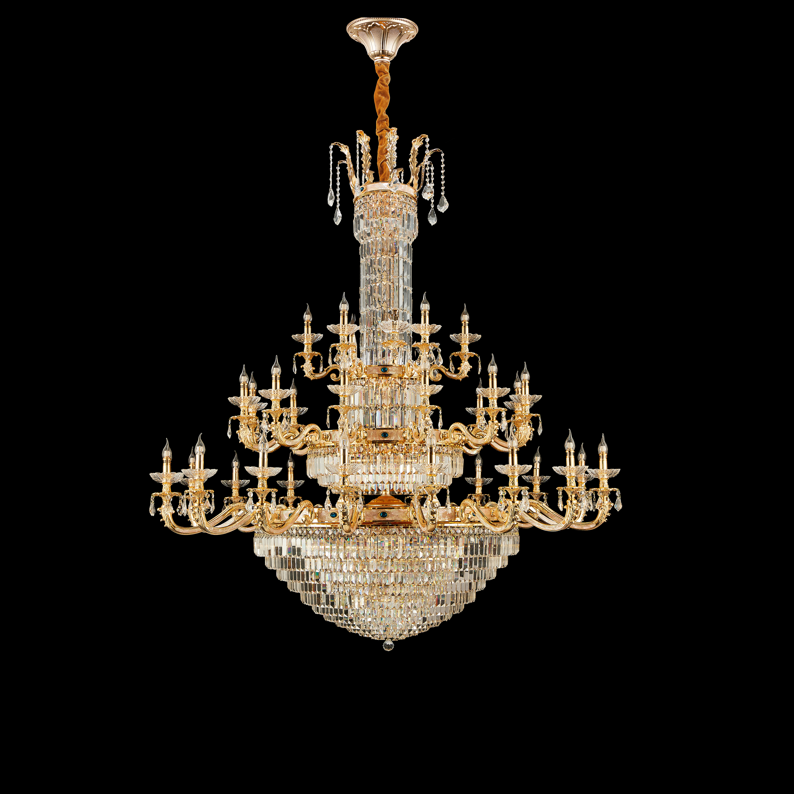 36 Lights Luxury large gold crystal brass chandelier for entrance/villa/foyer