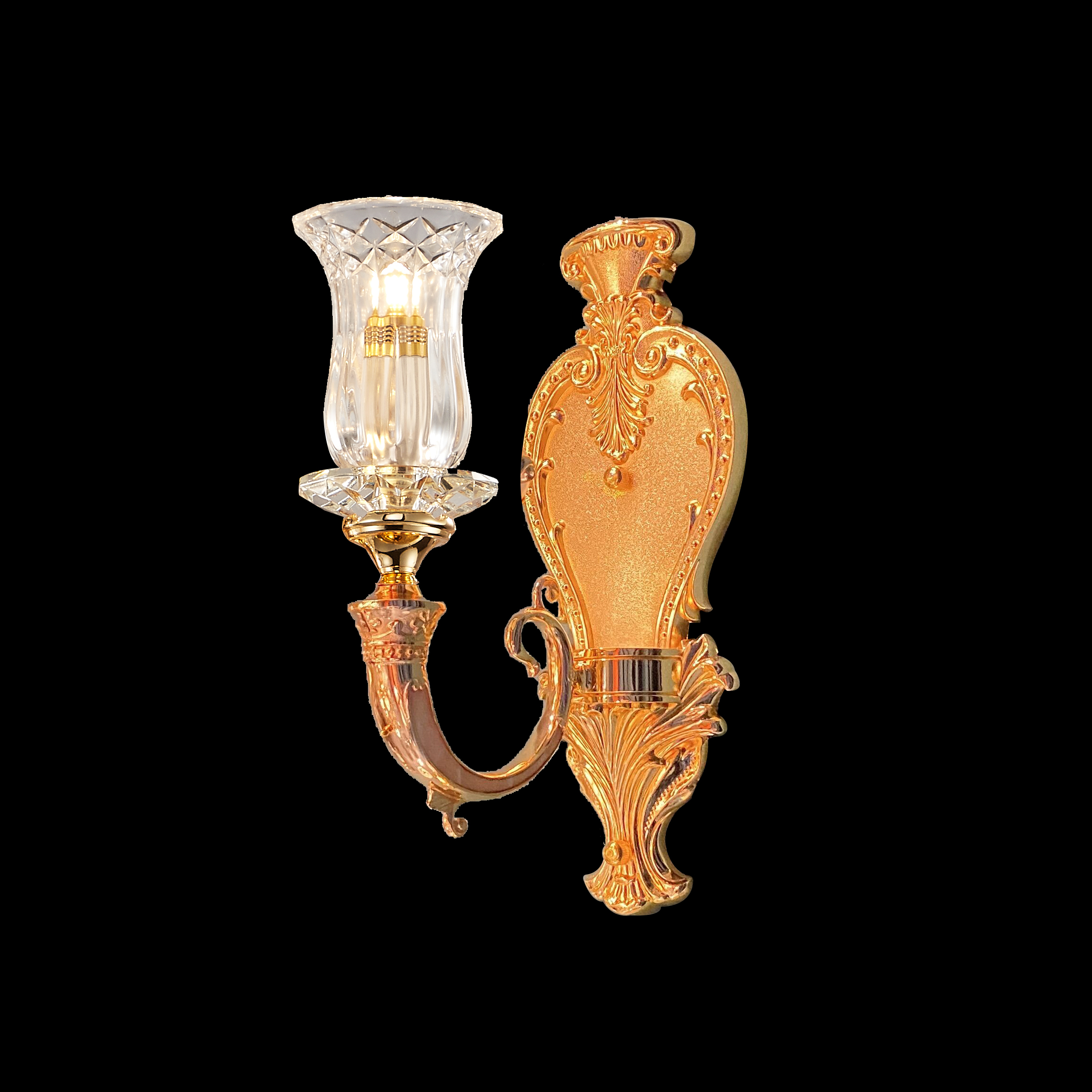 Brass Crystal Hurricane Wall Sconce for Living Room