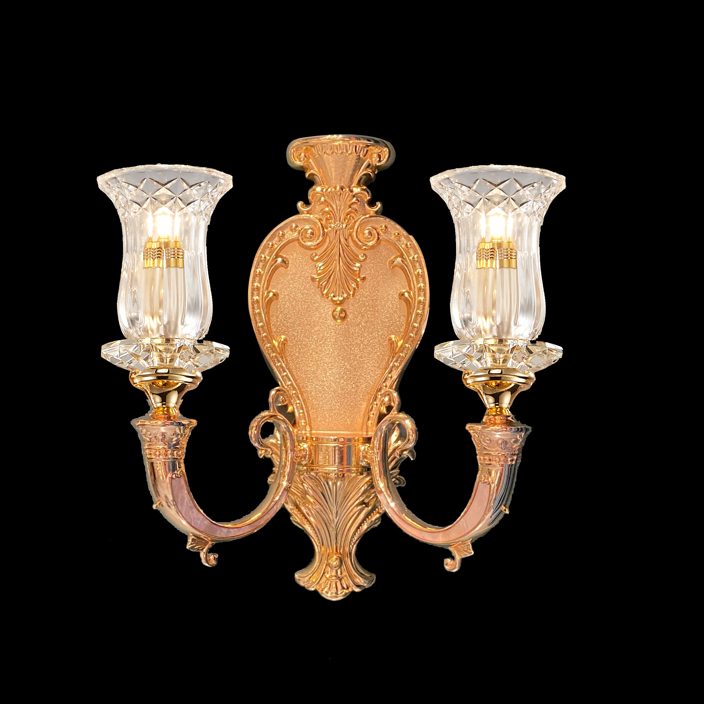 Brass Crystal Hurricane Wall Sconce for Living Room