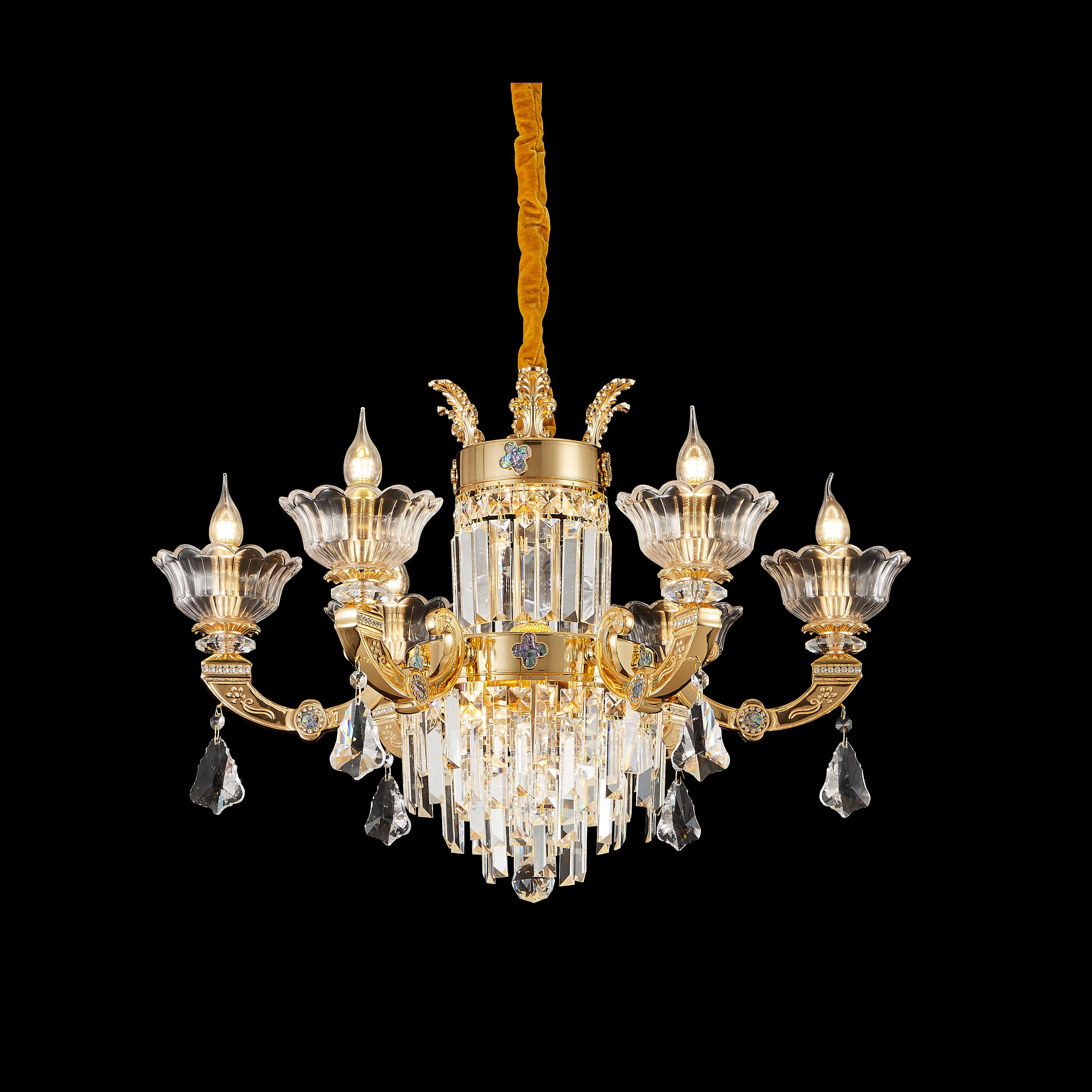 36 Lights Luxury large gold crystal brass chandelier for entrance/villa/foyer