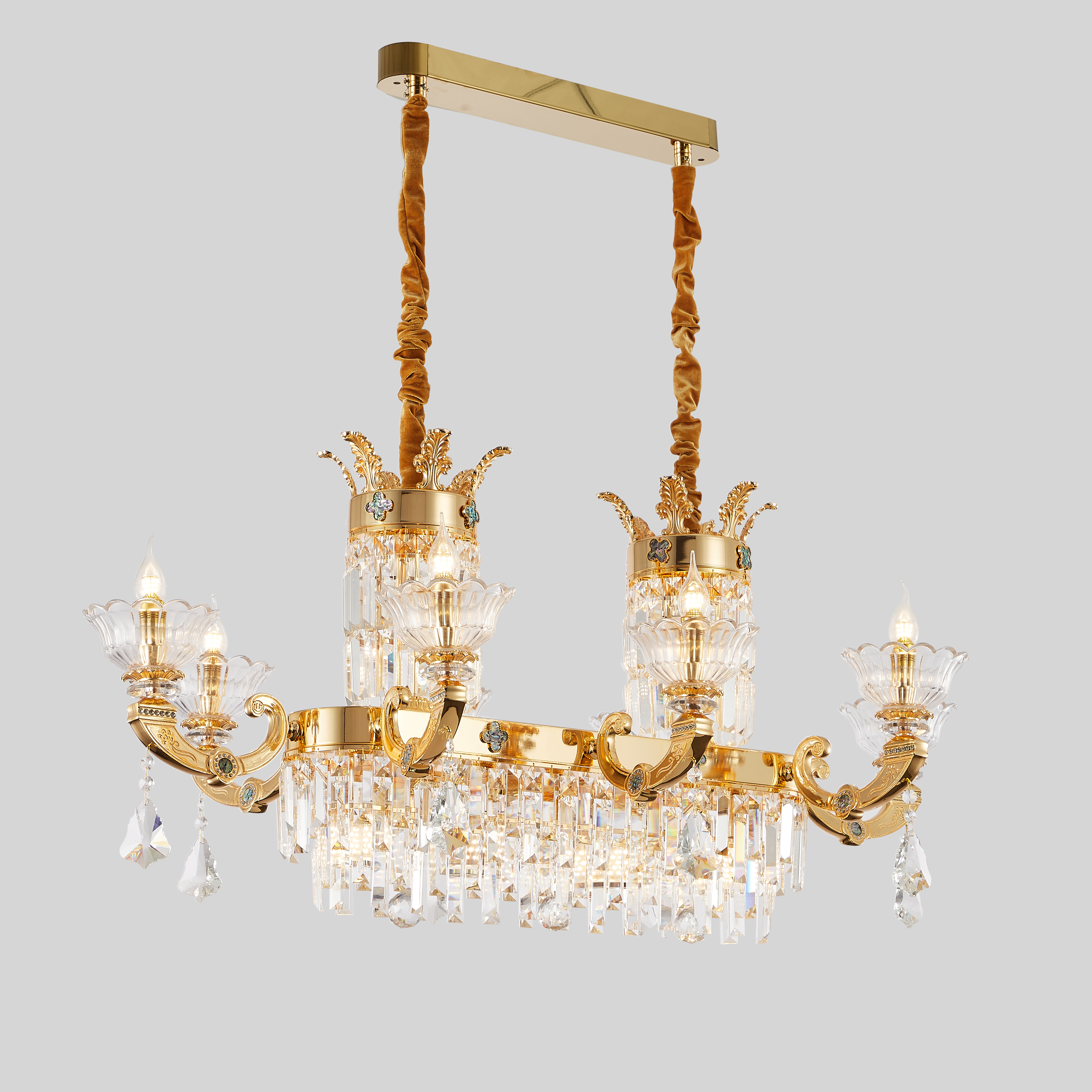 French Gold Brass Crystal Chandelier for Living & Dining Room