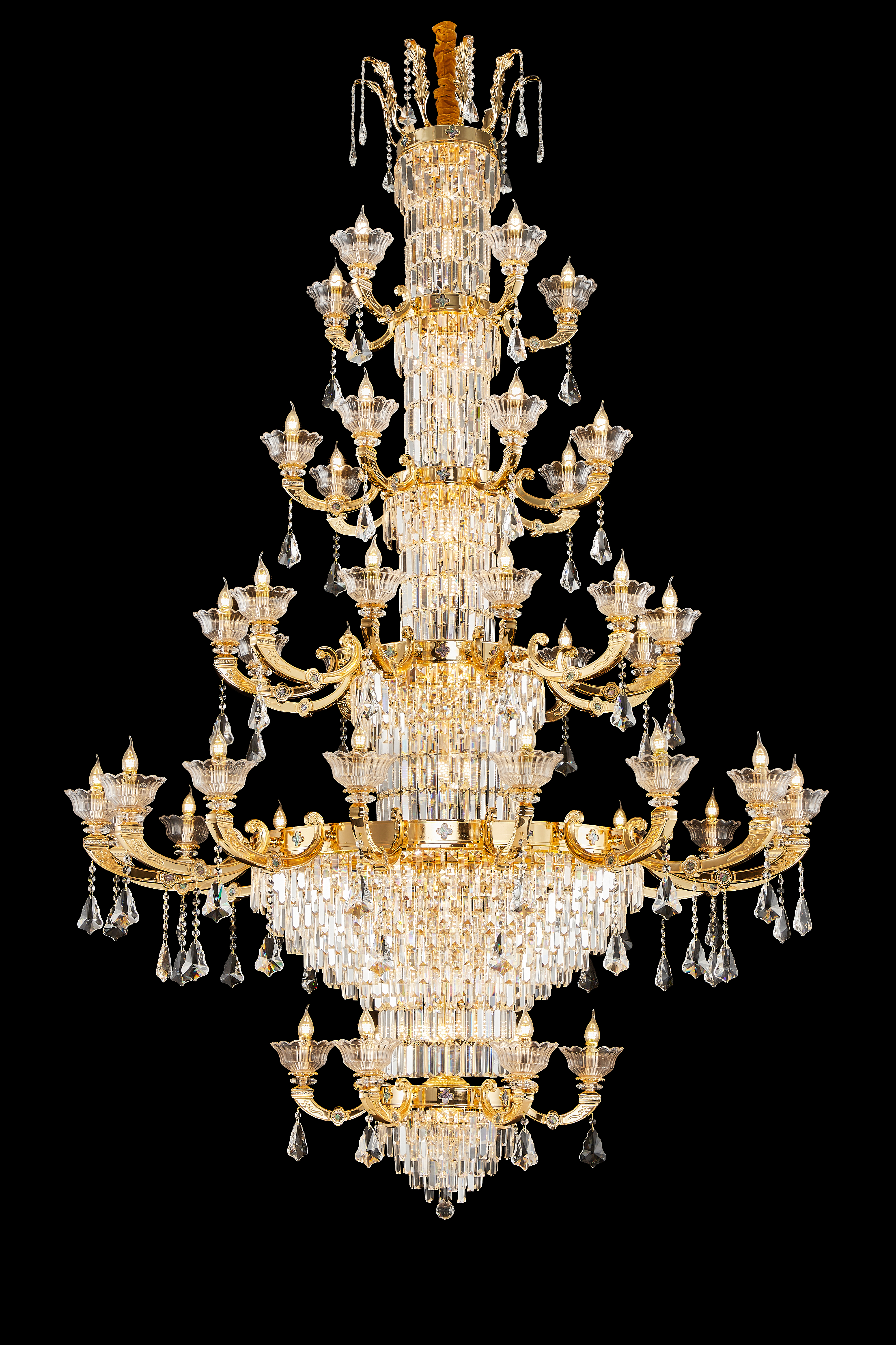 French Gold Brass Crystal Chandelier for Living & Dining Room