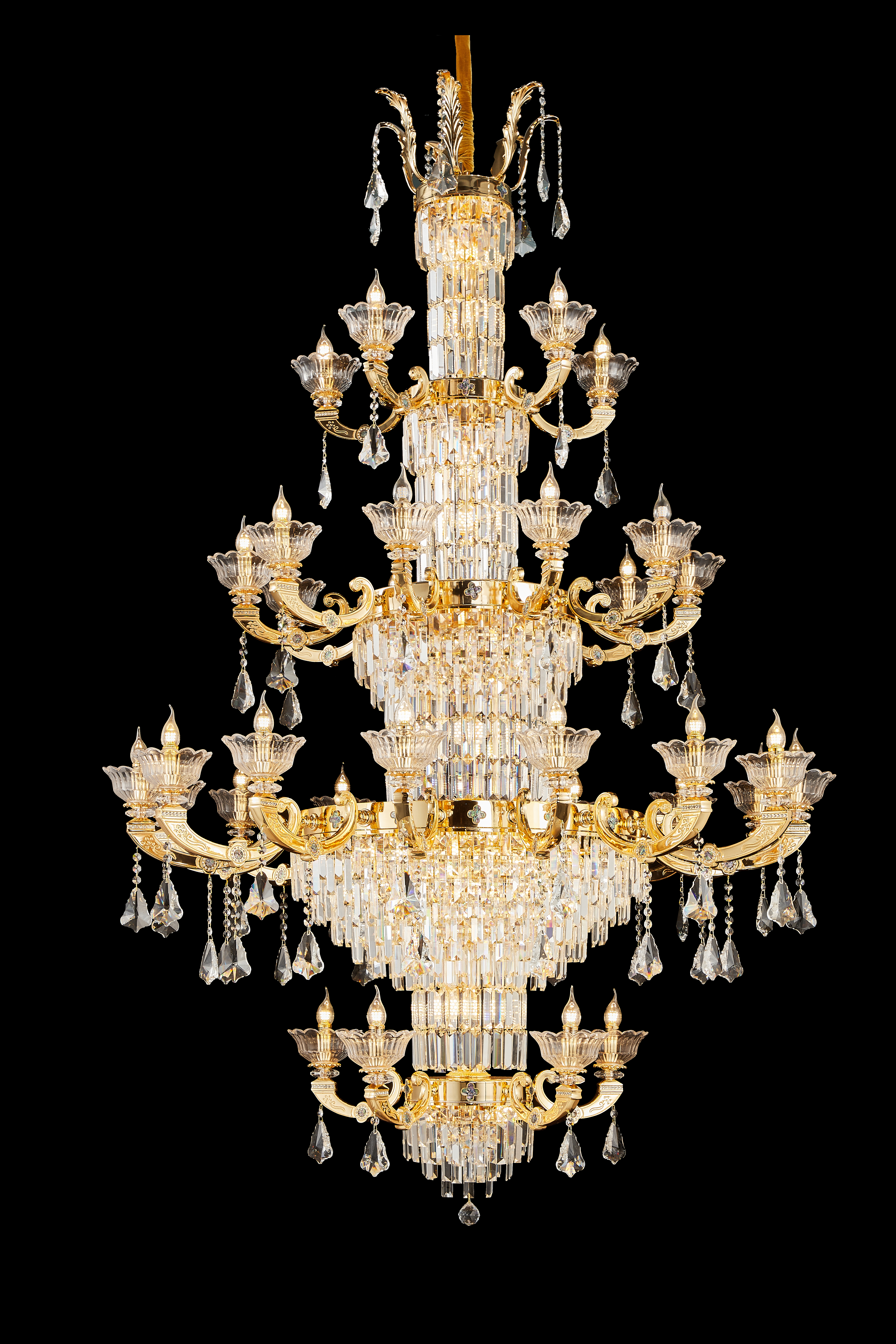 French Gold Brass Crystal Chandelier for Living & Dining Room