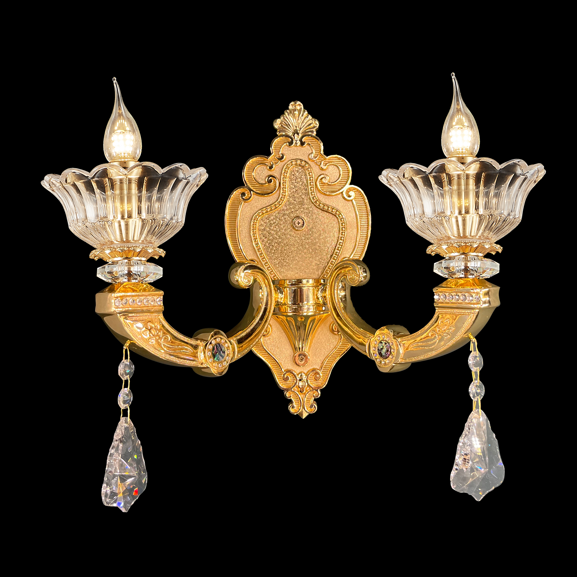 1 light brass golden wall sconce