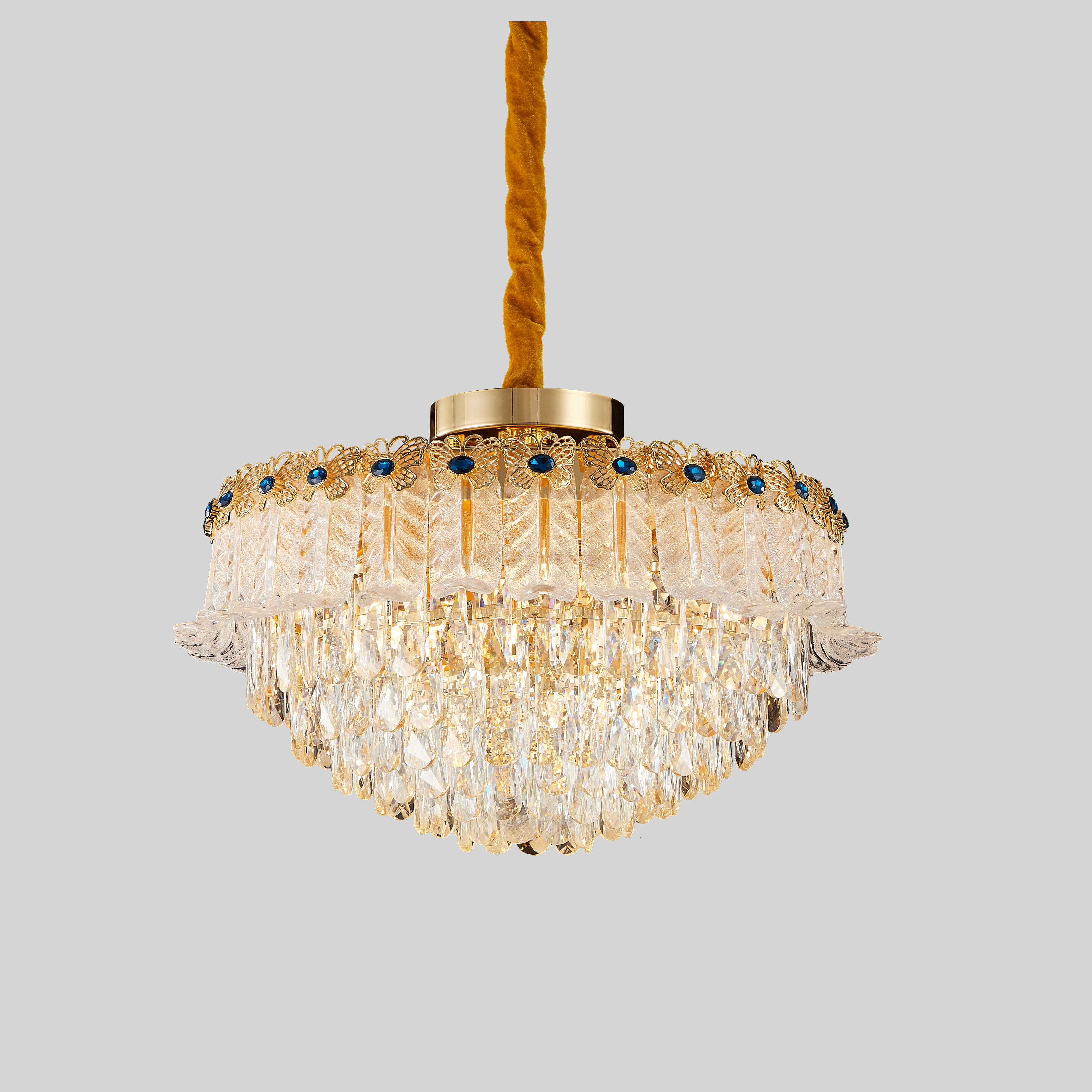 Golden Crystal drop pendant light