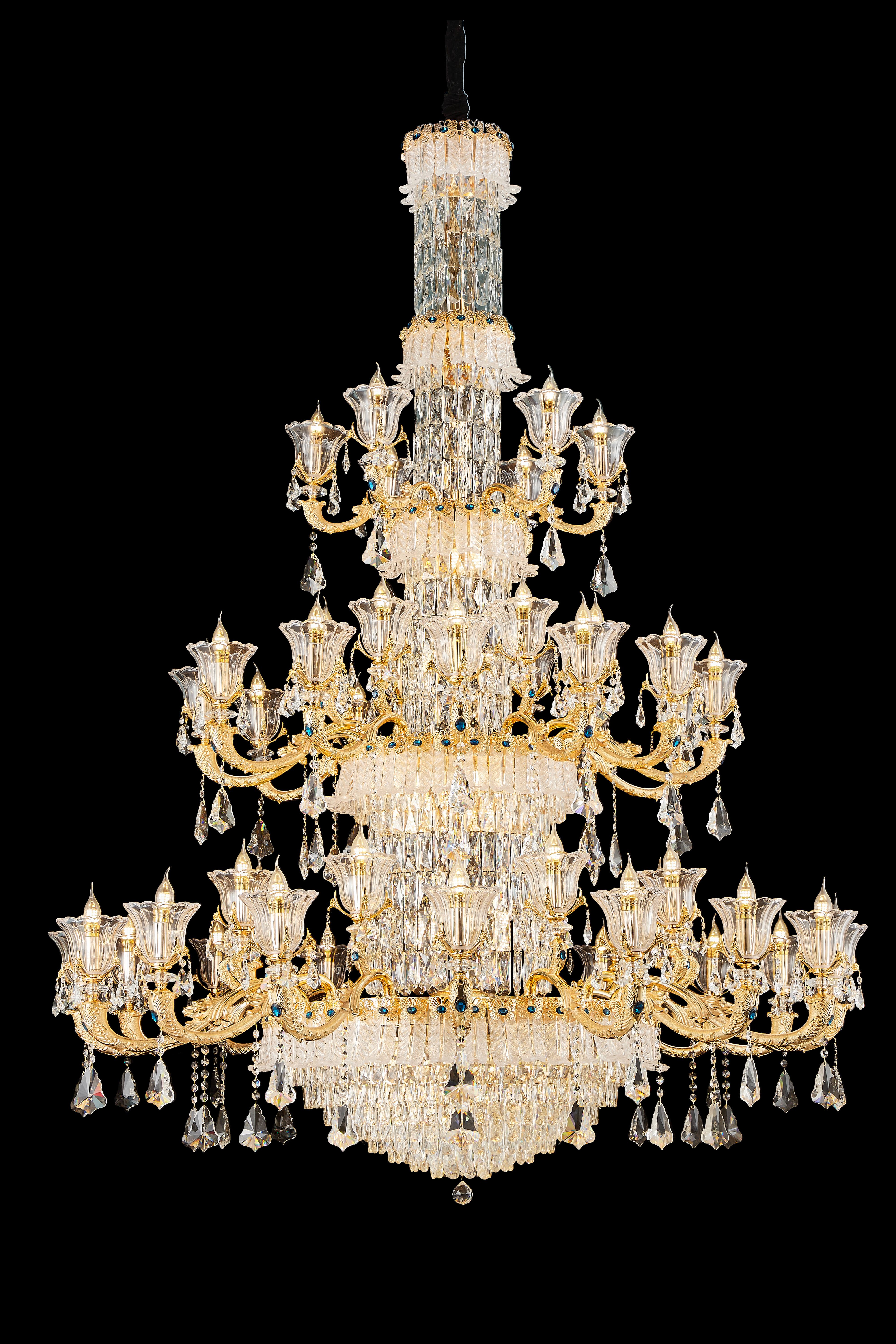 French Gold Brass Crystal Chandelier for Foyer & Dining Room
