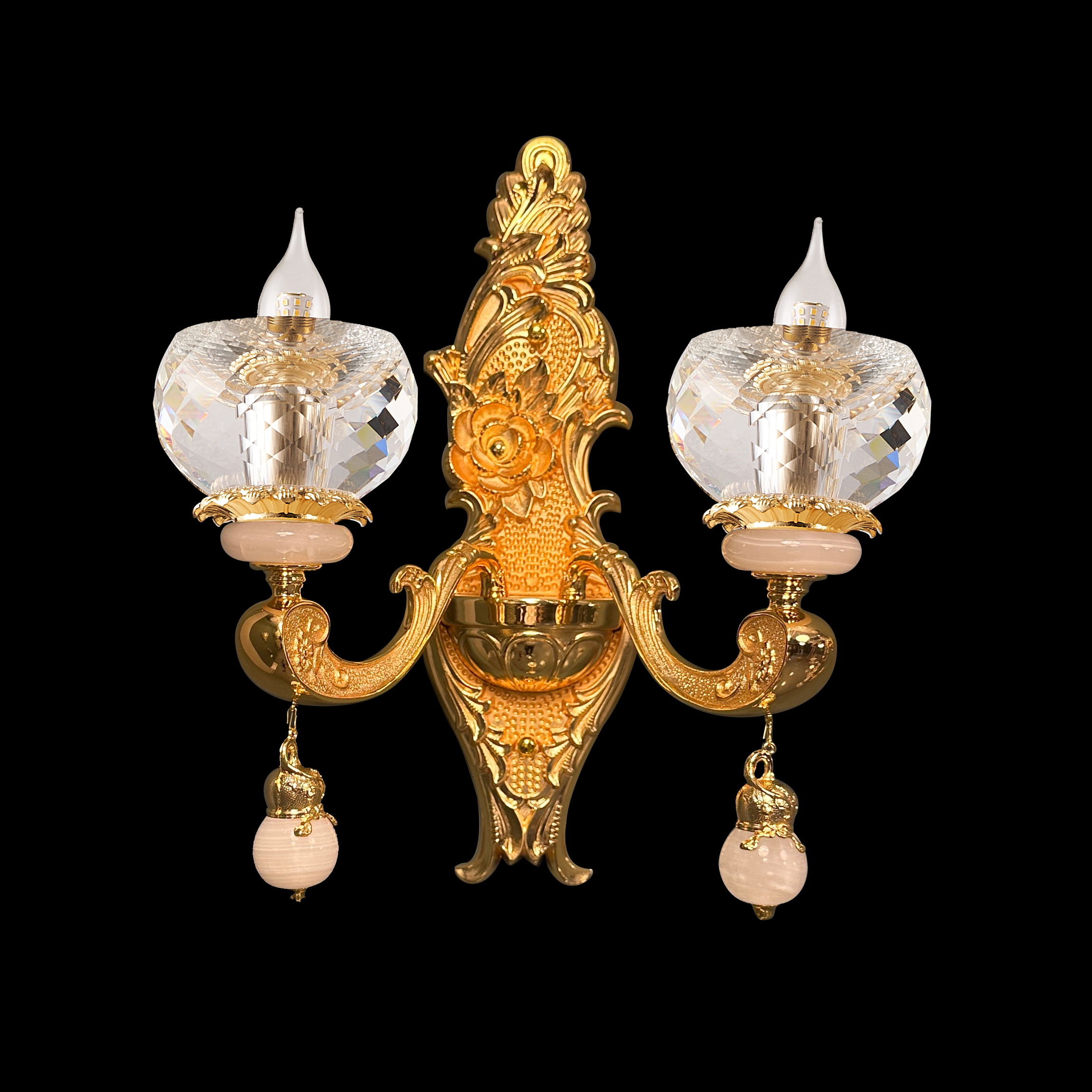 Luxury Brass & White Jade Wall Sconce for Living Room