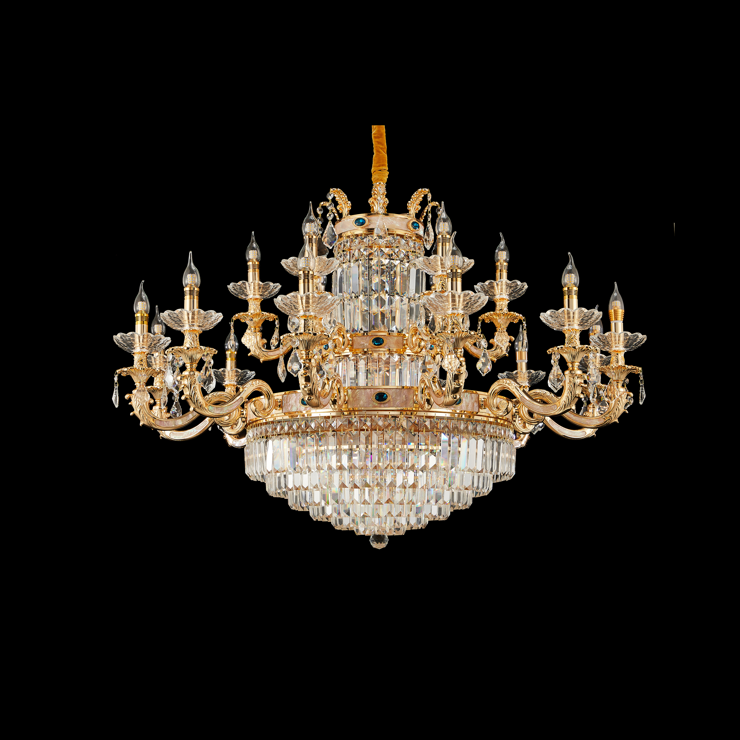 18 lights large luxury brass chandelier for living/entrance/foyer
