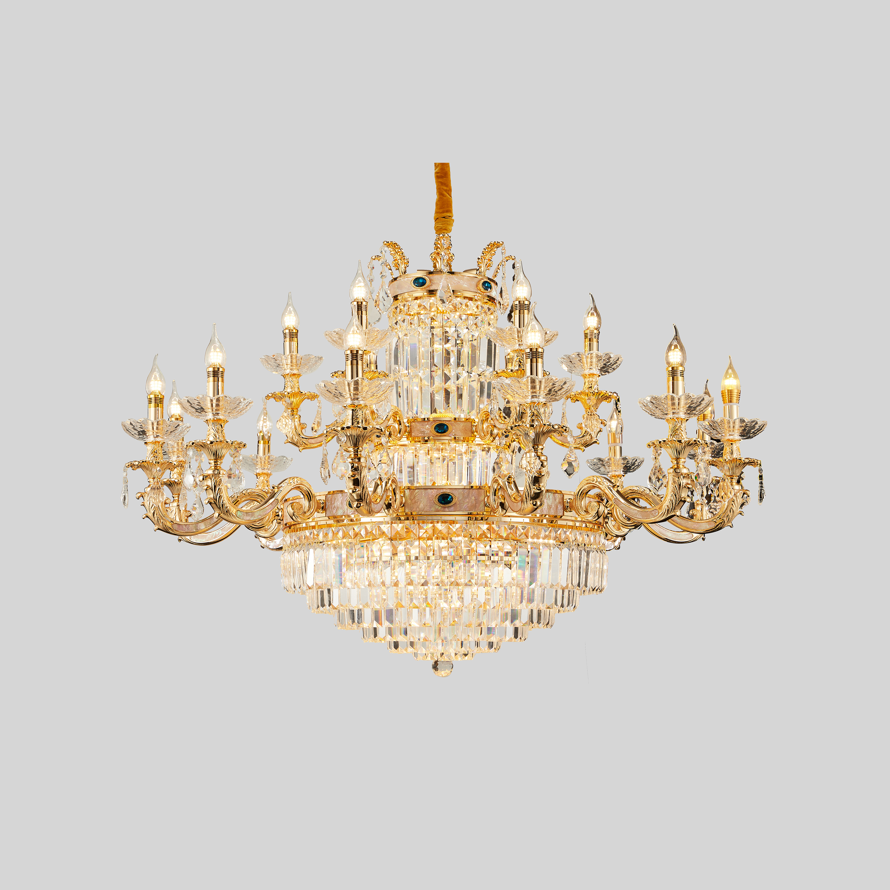 18 lights large luxury brass chandelier for living/entrance/foyer