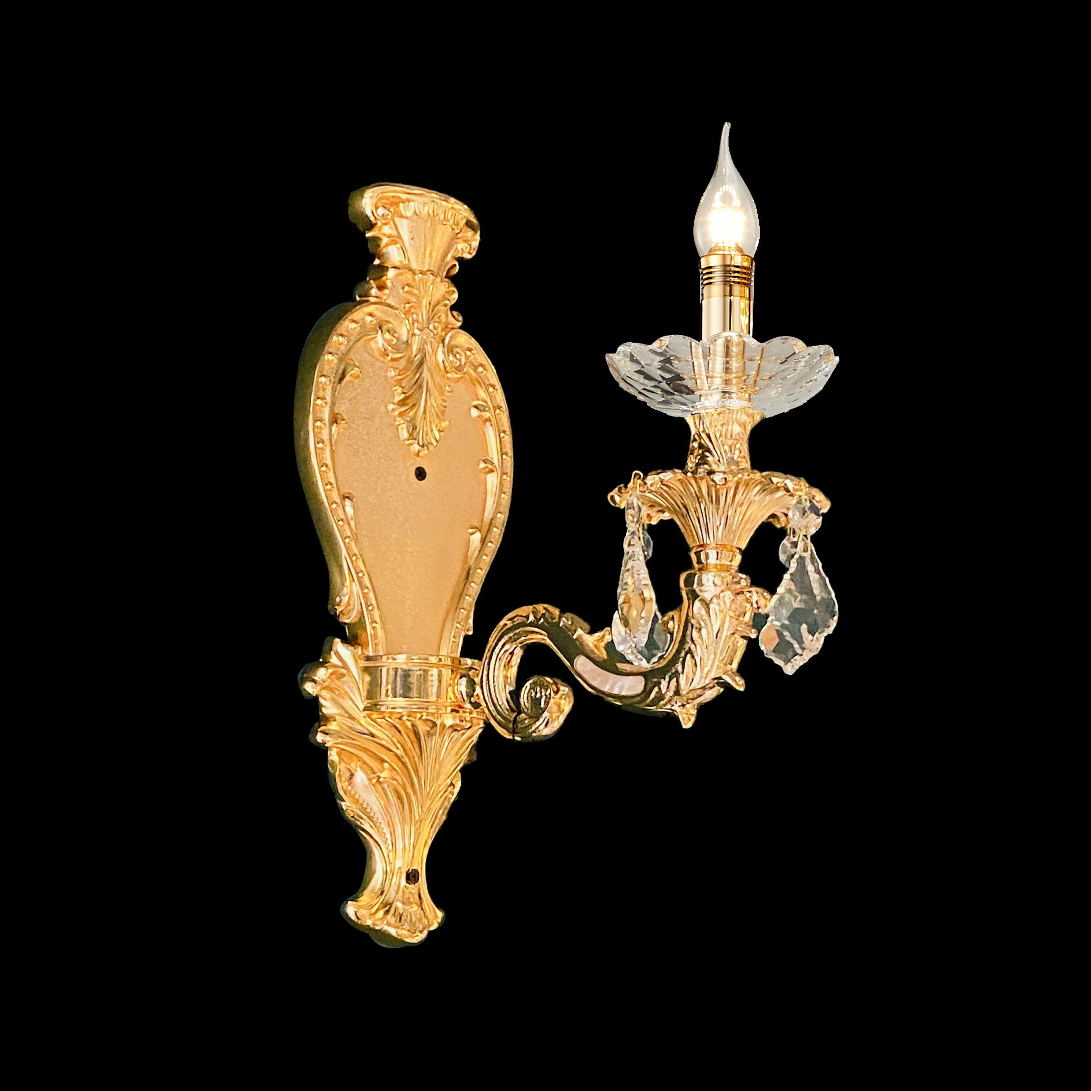 1 light brass golden wall sconce