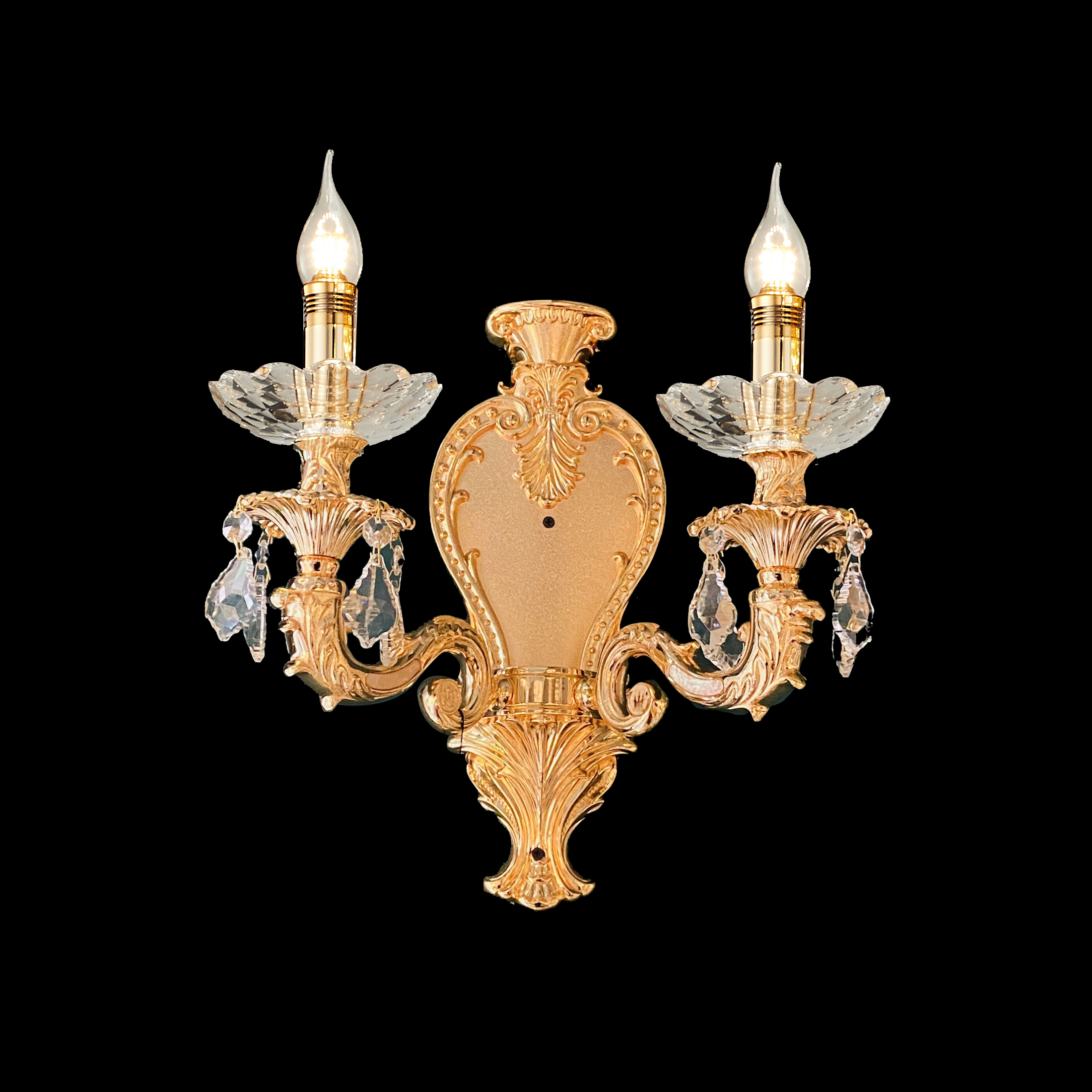 2 lights golden crystal wall light