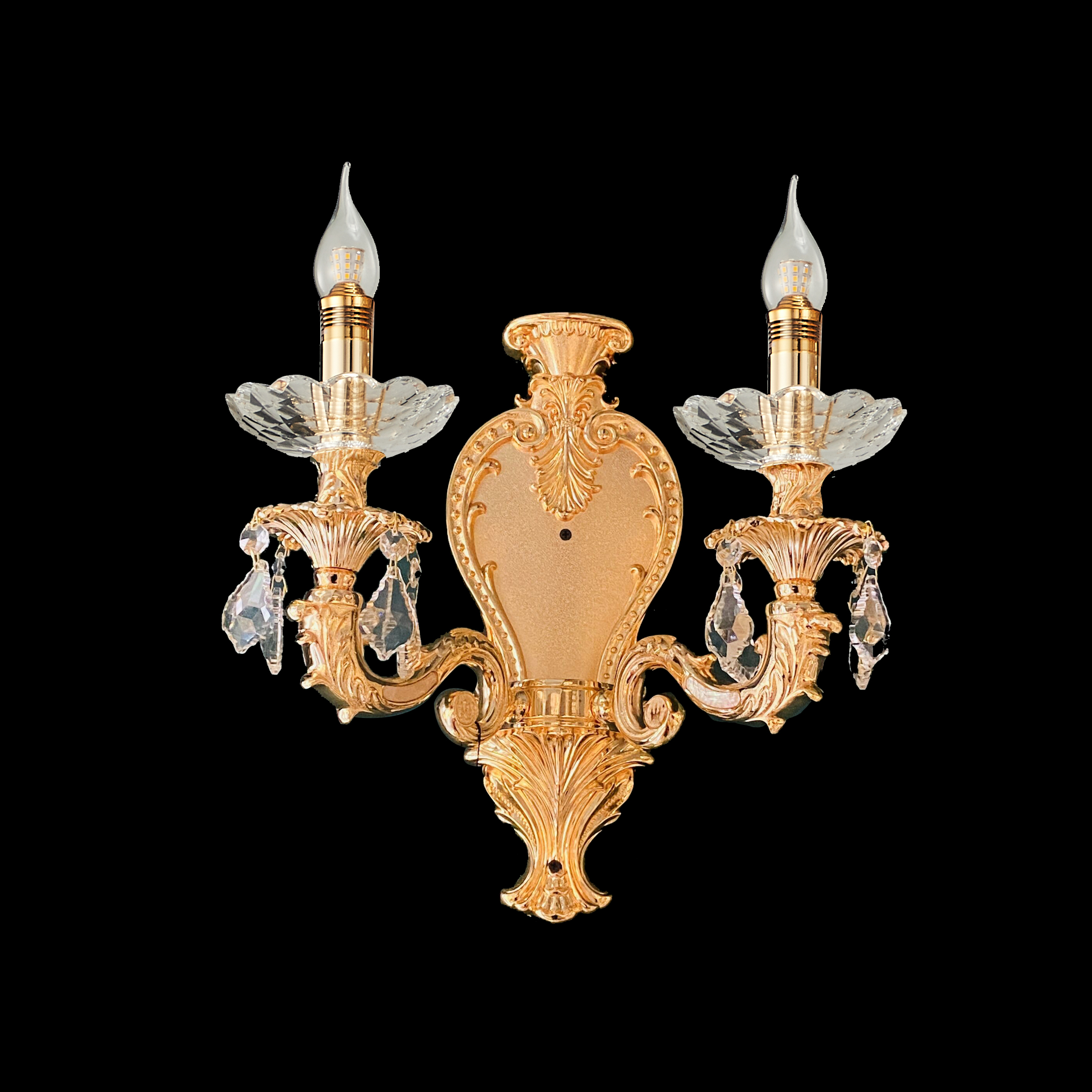 2 lights golden crystal wall light