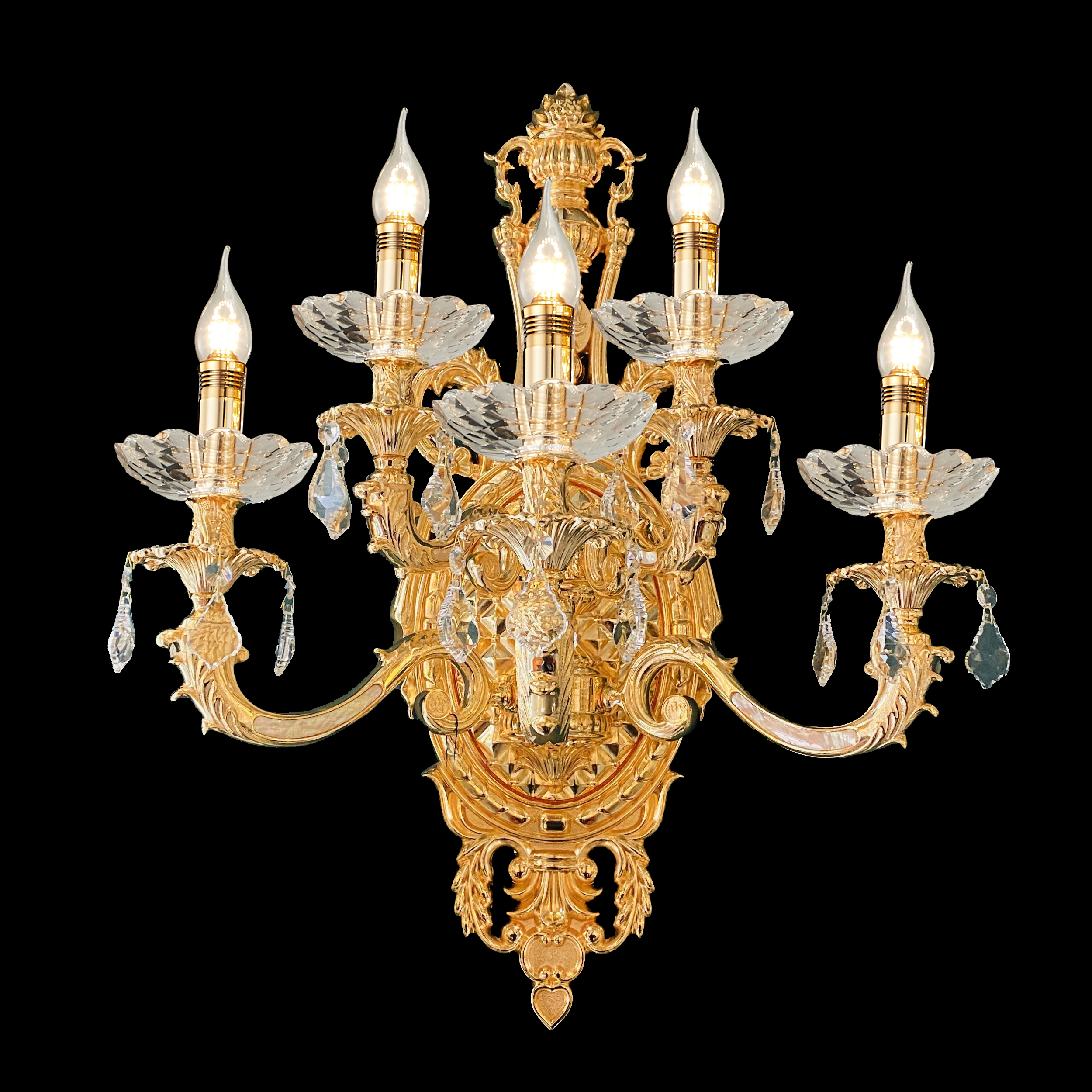 1 light brass golden wall sconce