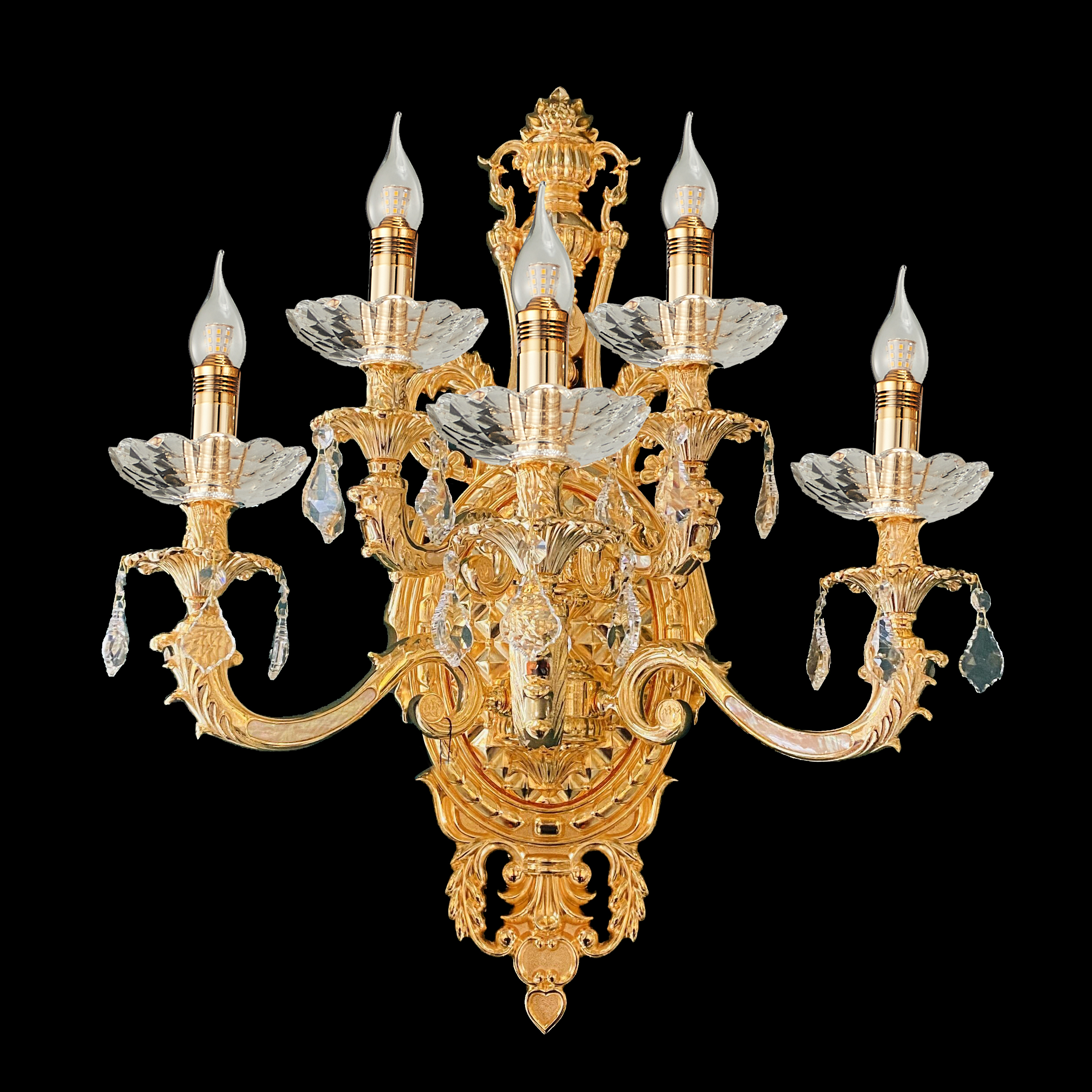 5 lights brass gold wall sconces