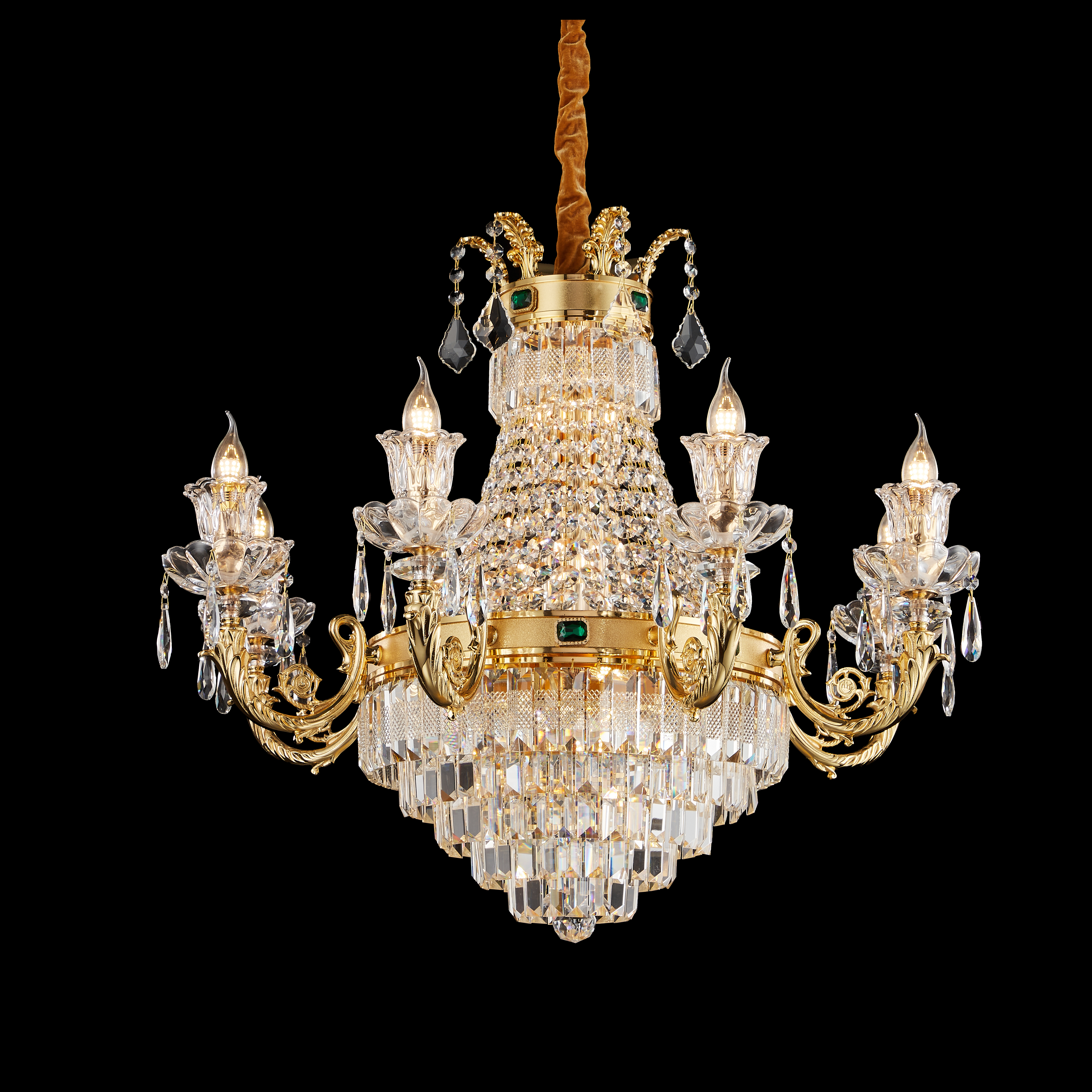 French Solid Brass Crystal Chandelier for Living & Dining